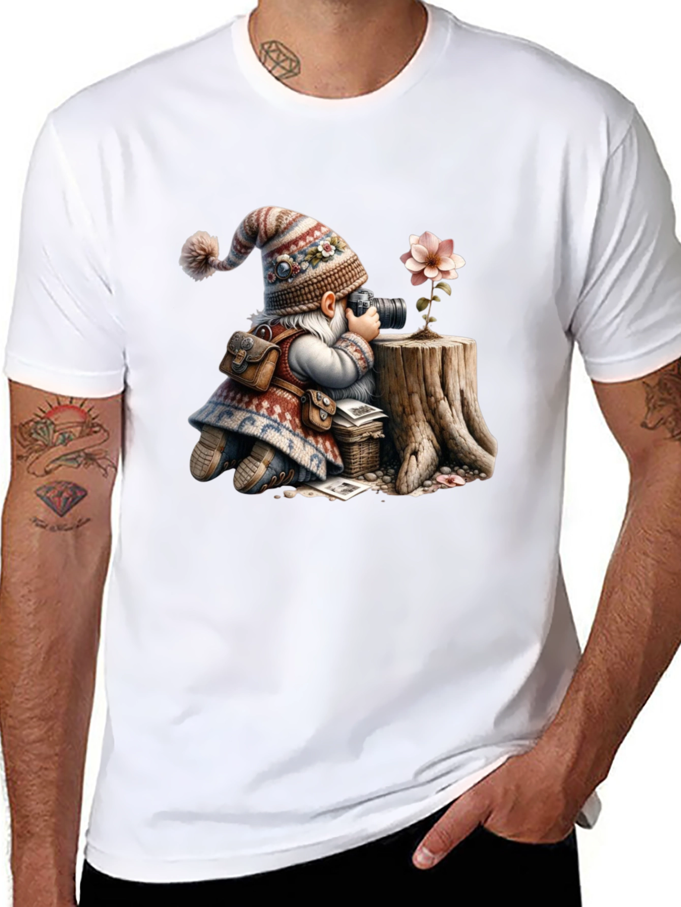 Whimsical Gnome Photographer Tee