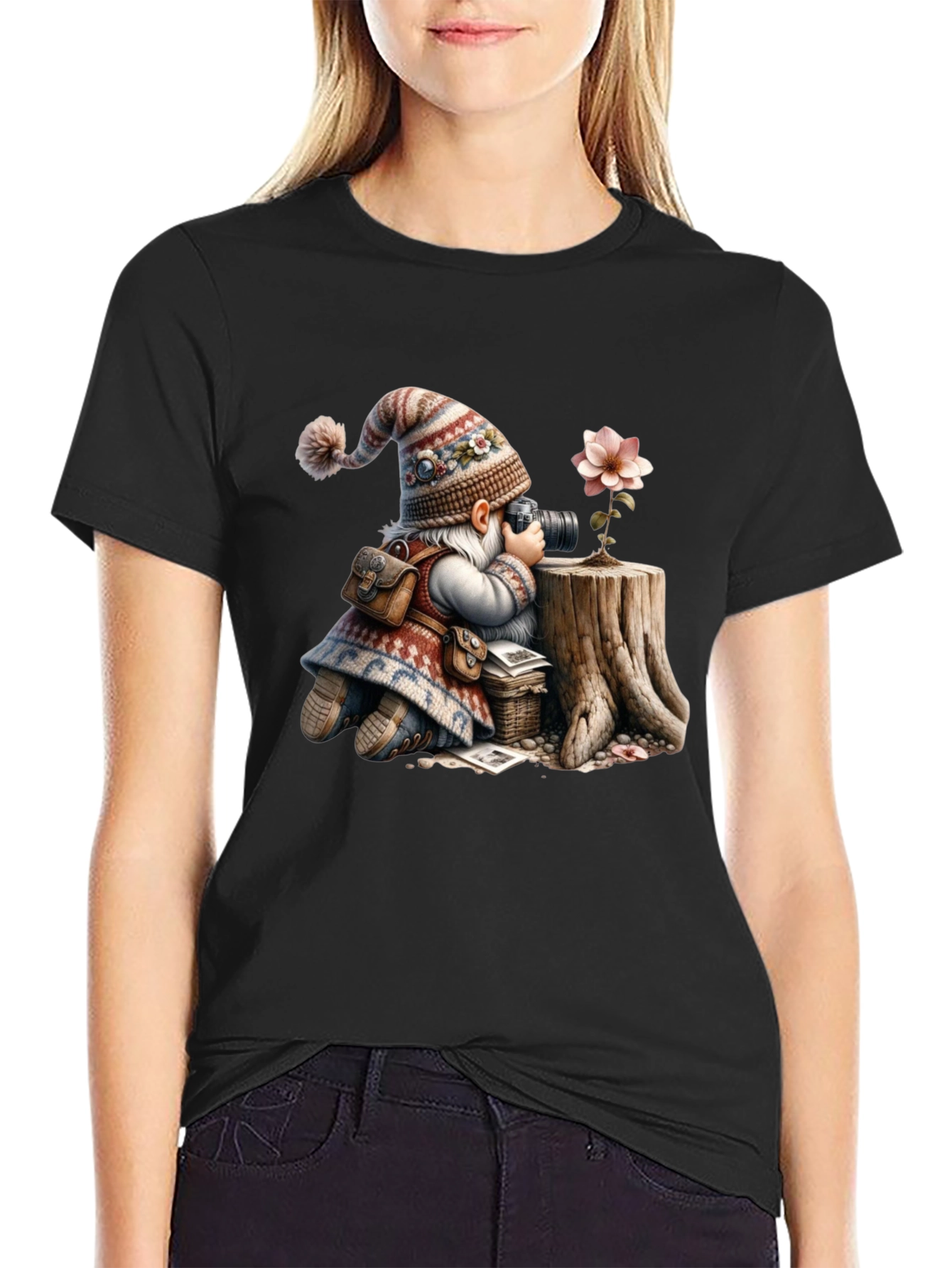 Whimsical Gnome Photographer Tee