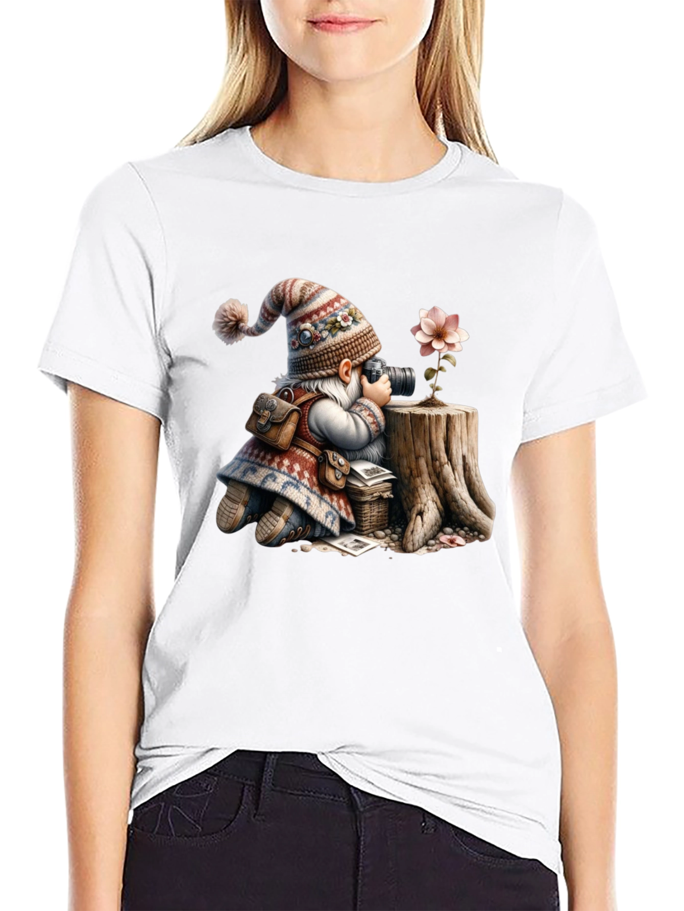 Whimsical Gnome Photographer Tee