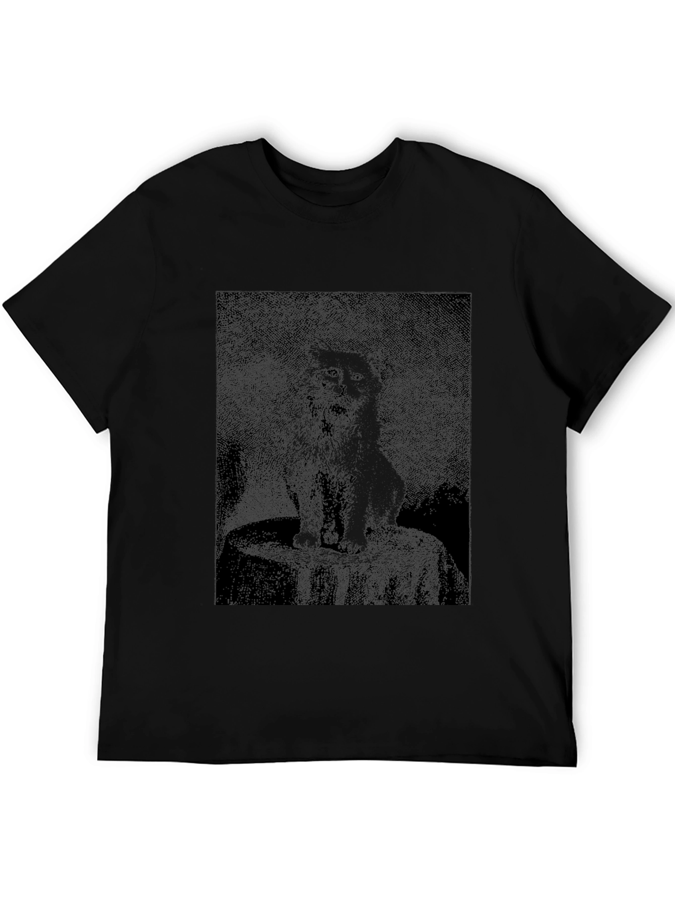 Black T-Shirt with Cat Graphic