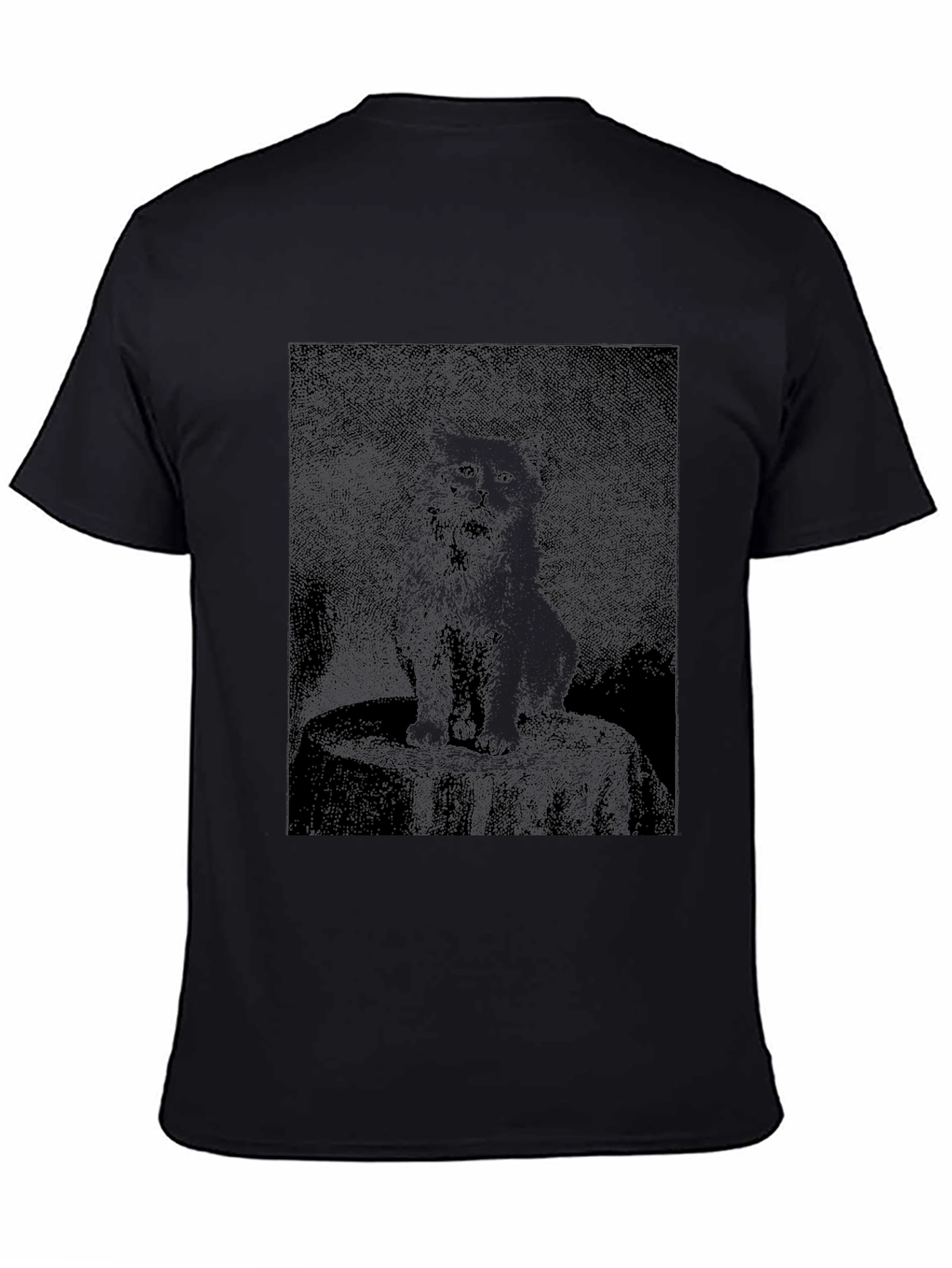 Black T-Shirt with Cat Graphic