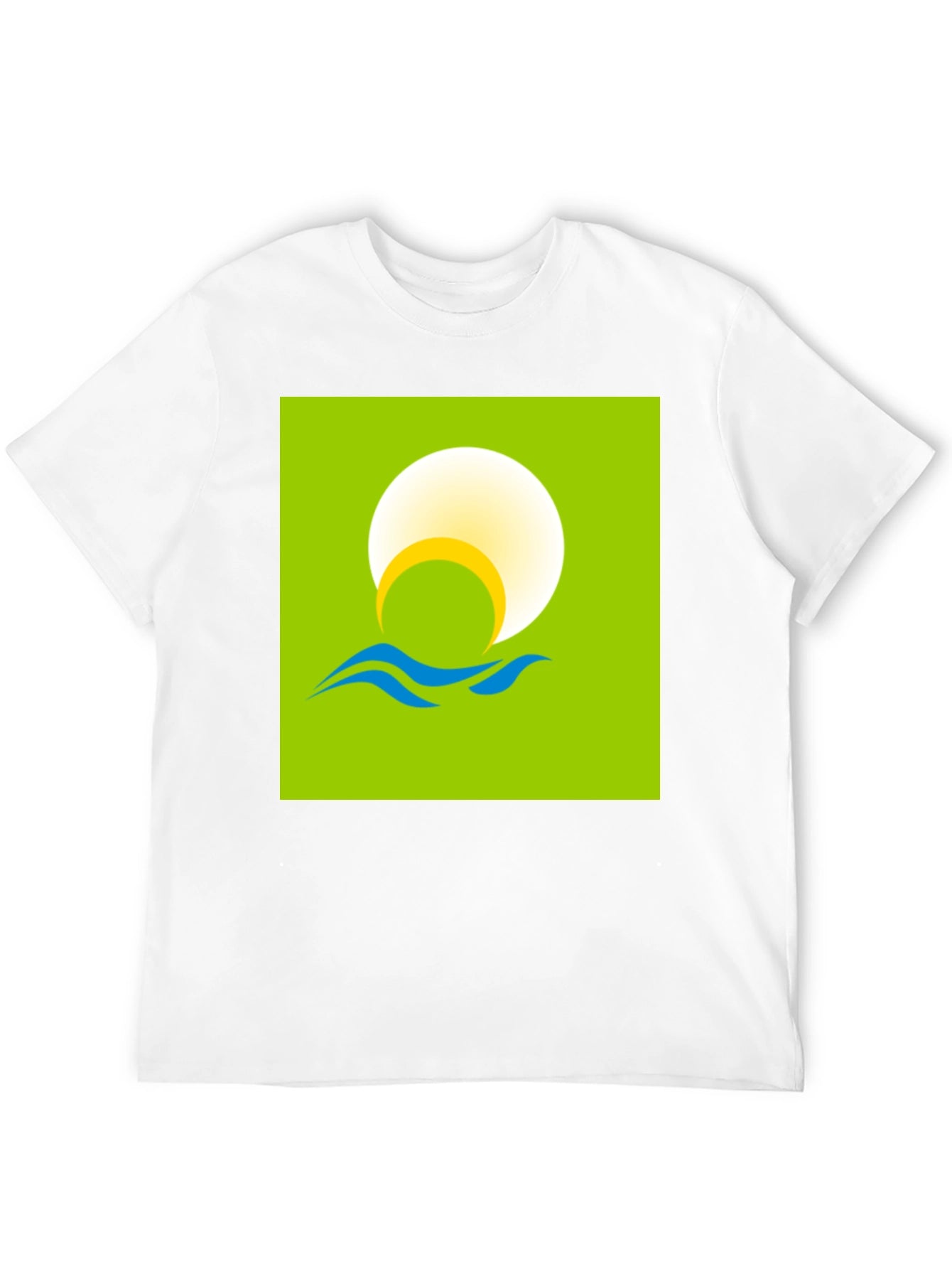 Sunrise Waves Graphic Tee - Black Cotton Casual Shirt