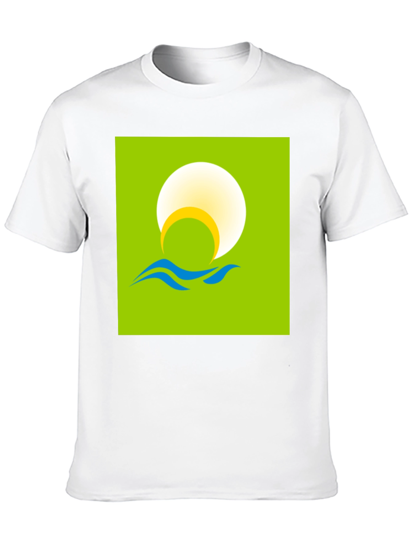 Sunrise Waves Graphic Tee - Black Cotton Casual Shirt
