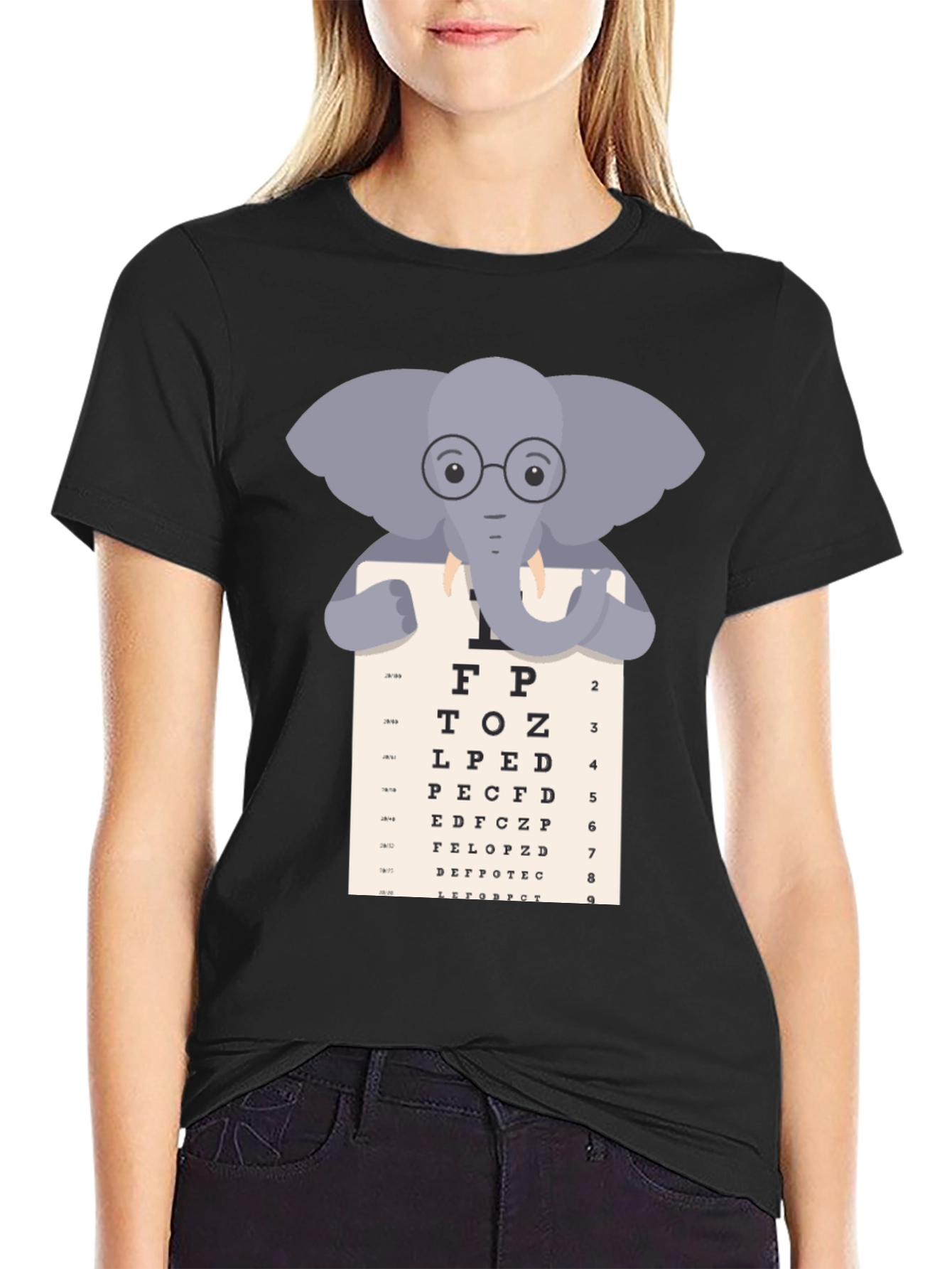 Elephant Eye Chart T-Shirt - Vision Test Humor