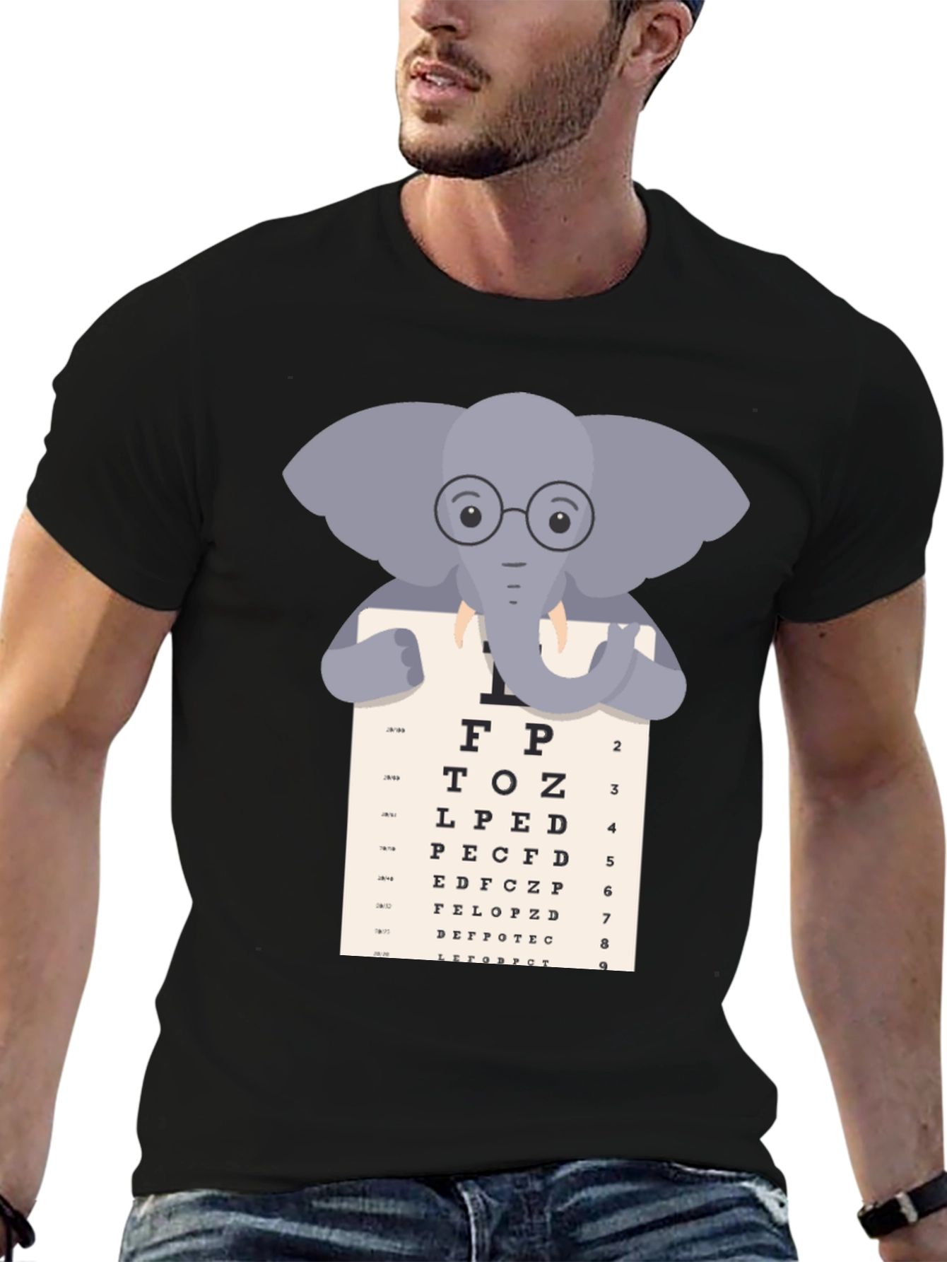 Elephant Eye Chart T-Shirt - Vision Test Humor