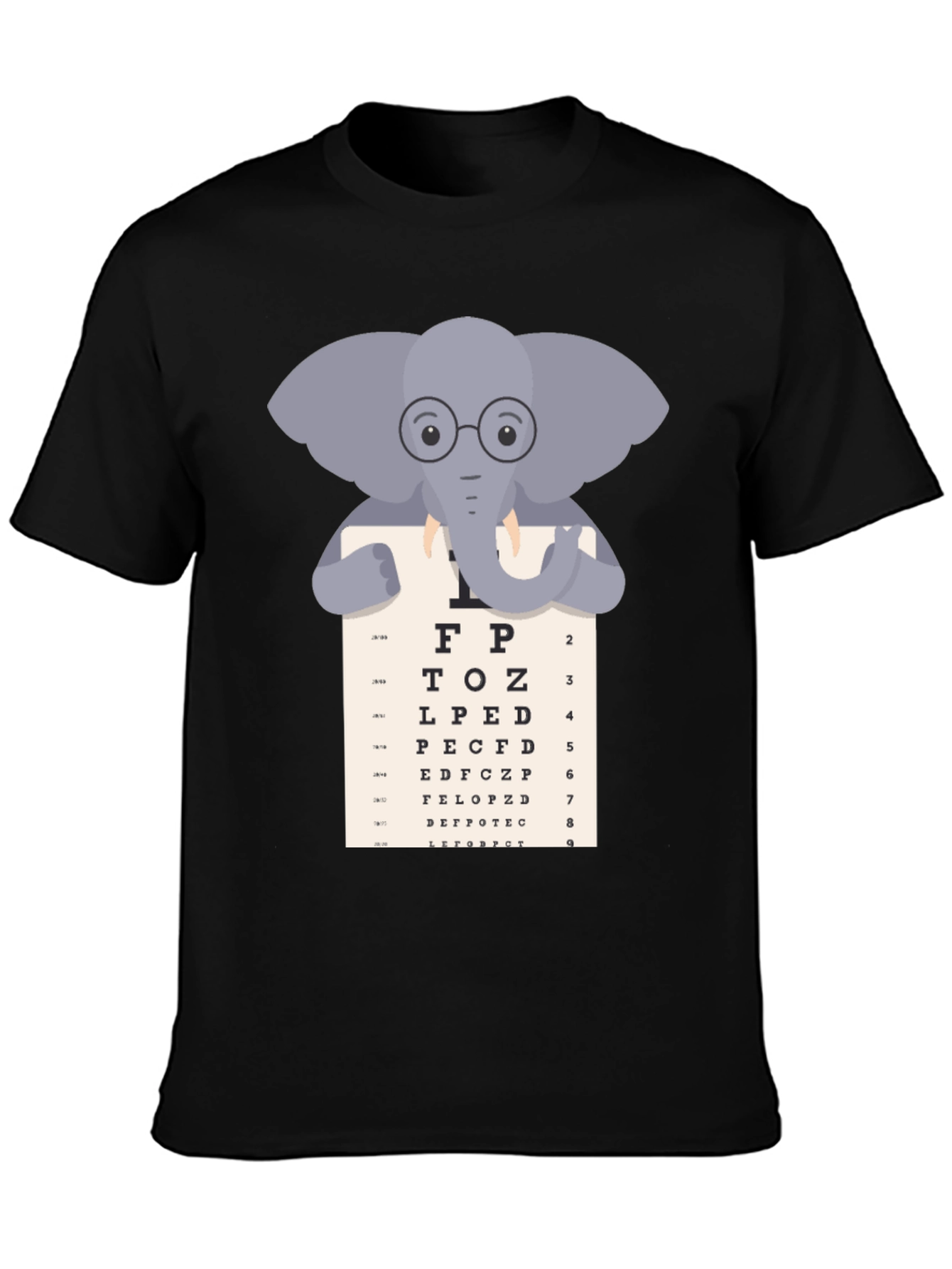 Elephant Eye Chart T-Shirt - Vision Test Humor