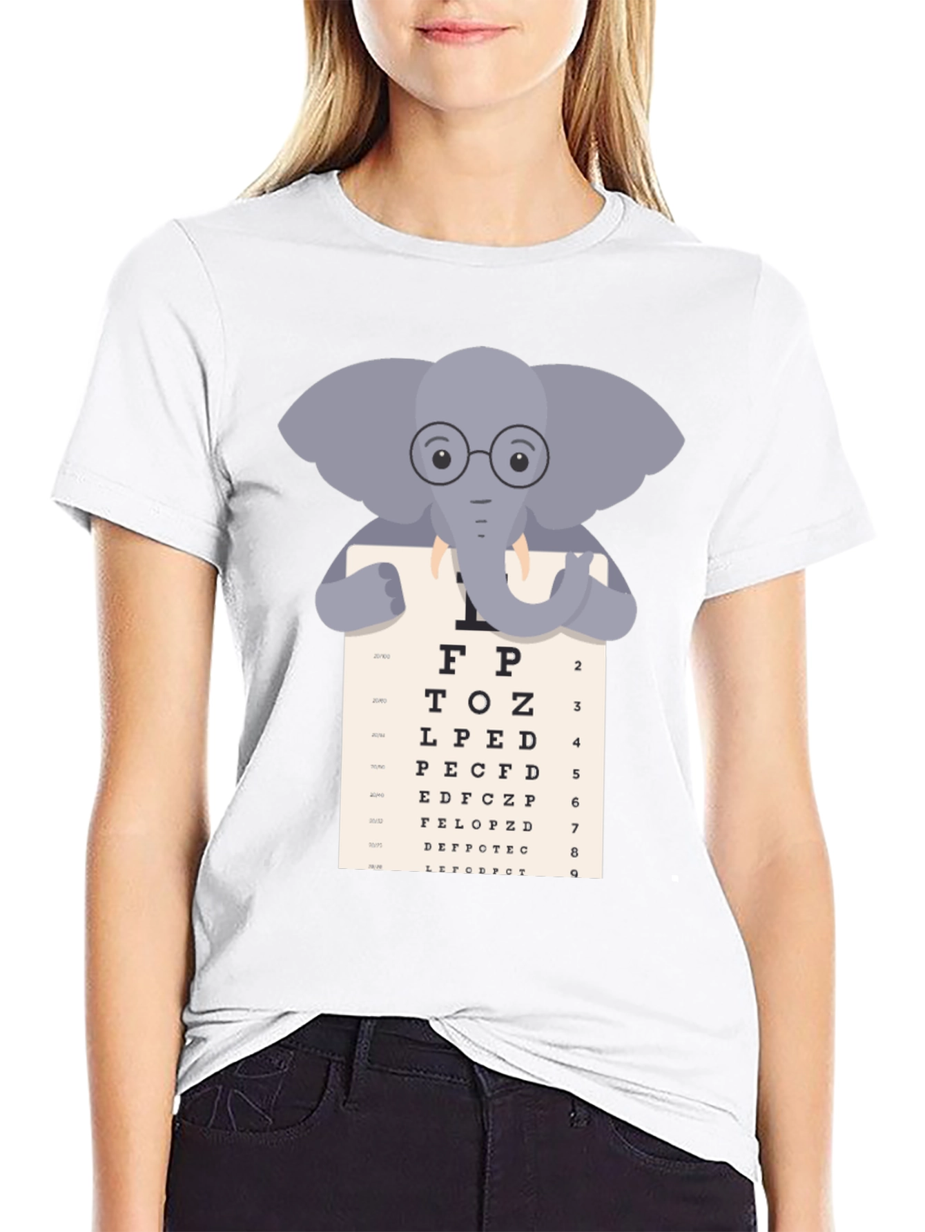 Elephant Eye Chart T-Shirt - Vision Test Humor