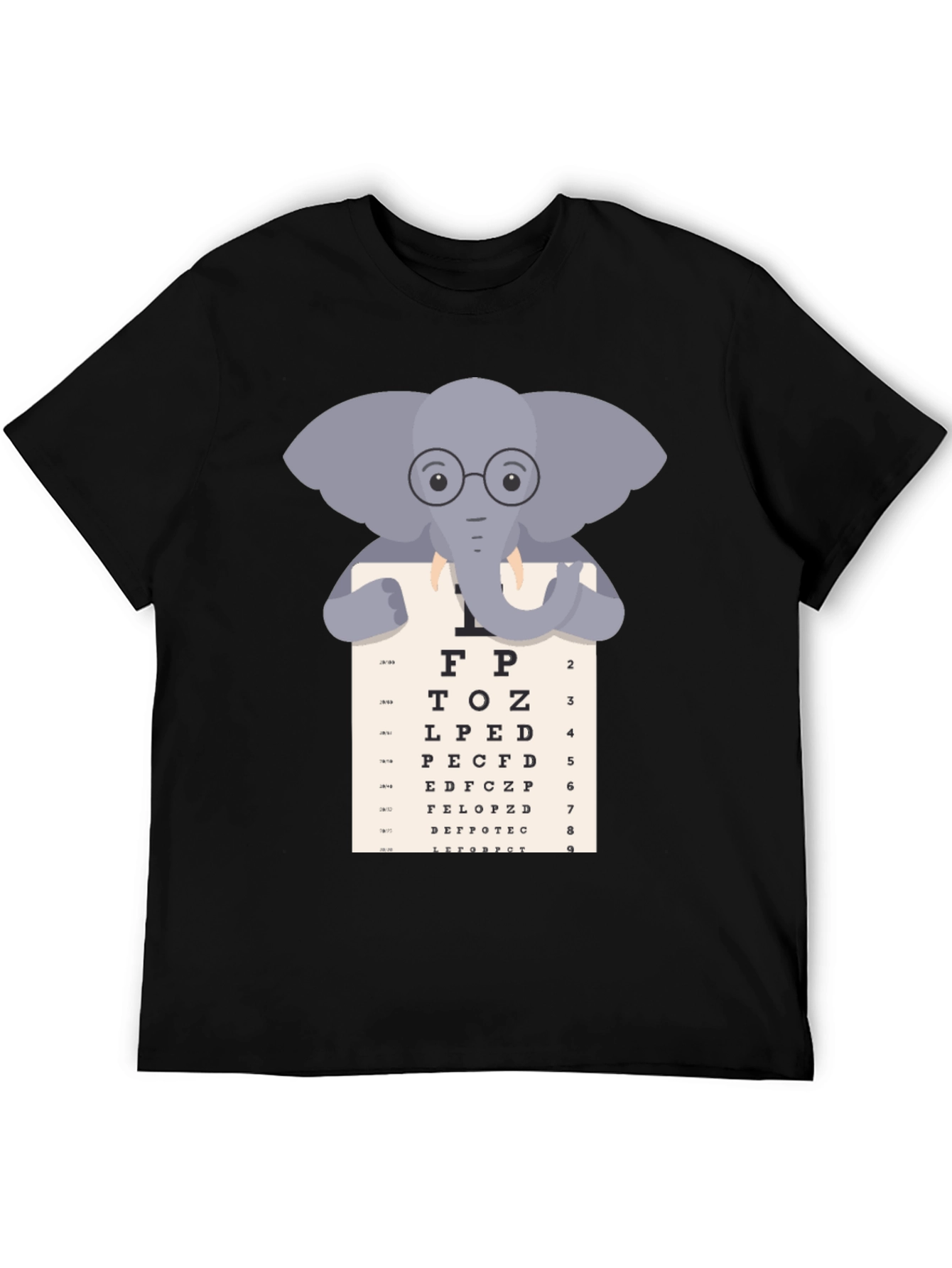 Elephant Eye Chart T-Shirt - Vision Test Humor