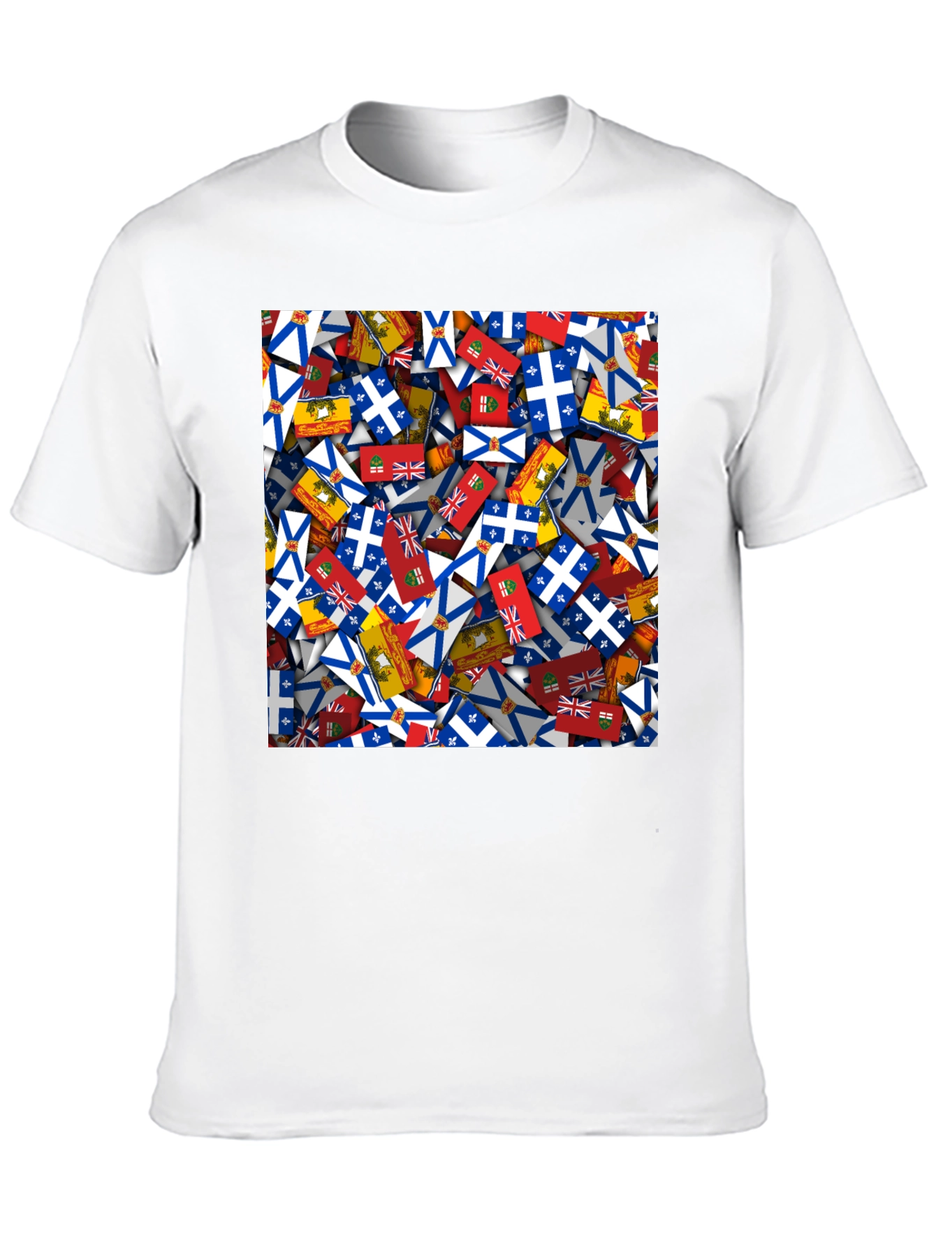 Novelty Canadian Provincial Flag Pattern Black T-Shirt