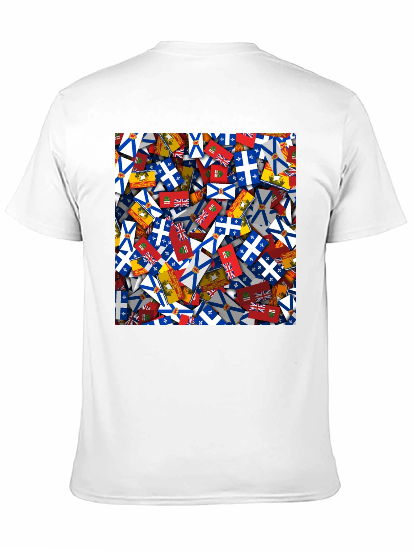 Novelty Canadian Provincial Flag Pattern Black T-Shirt