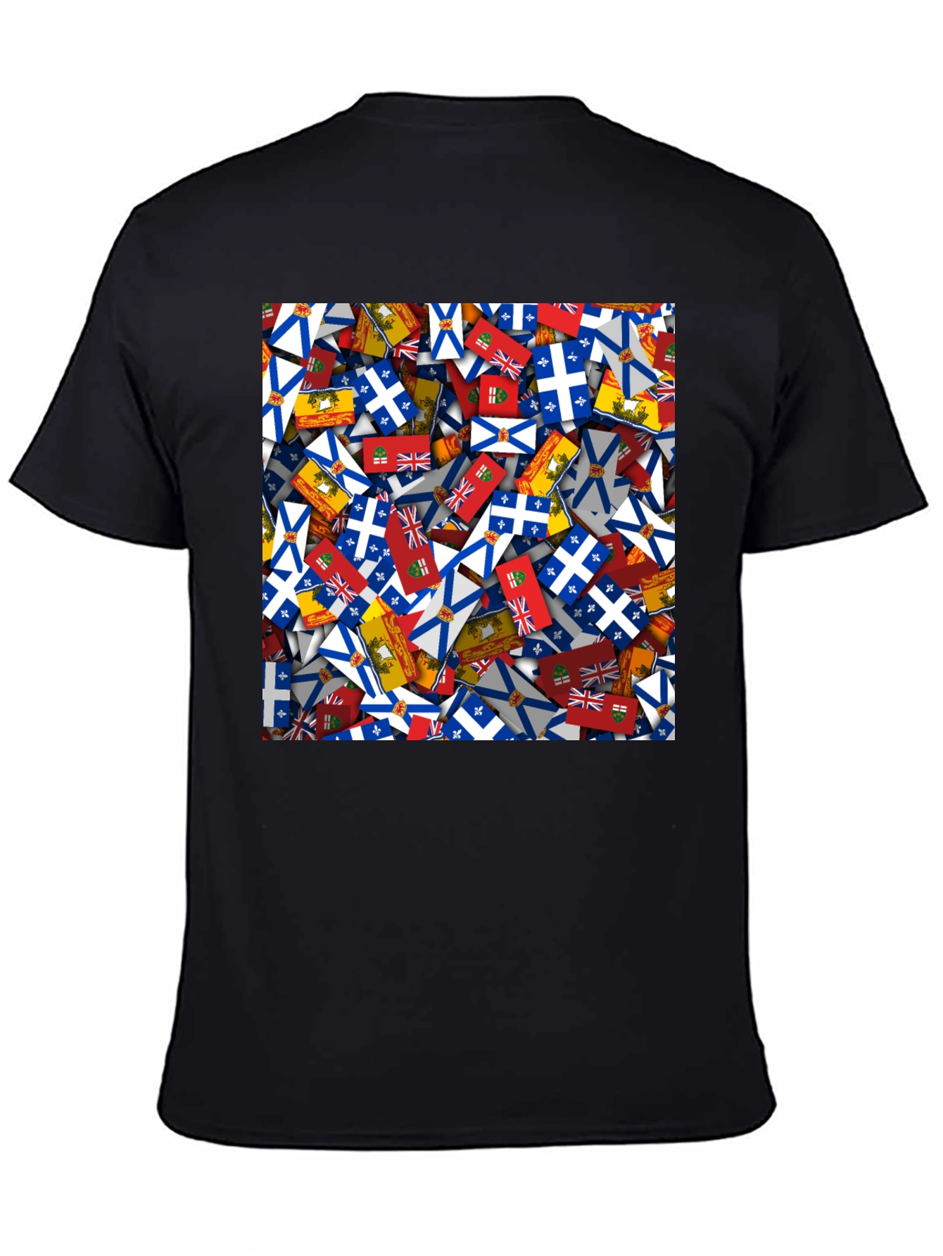 Novelty Canadian Provincial Flag Pattern Black T-Shirt