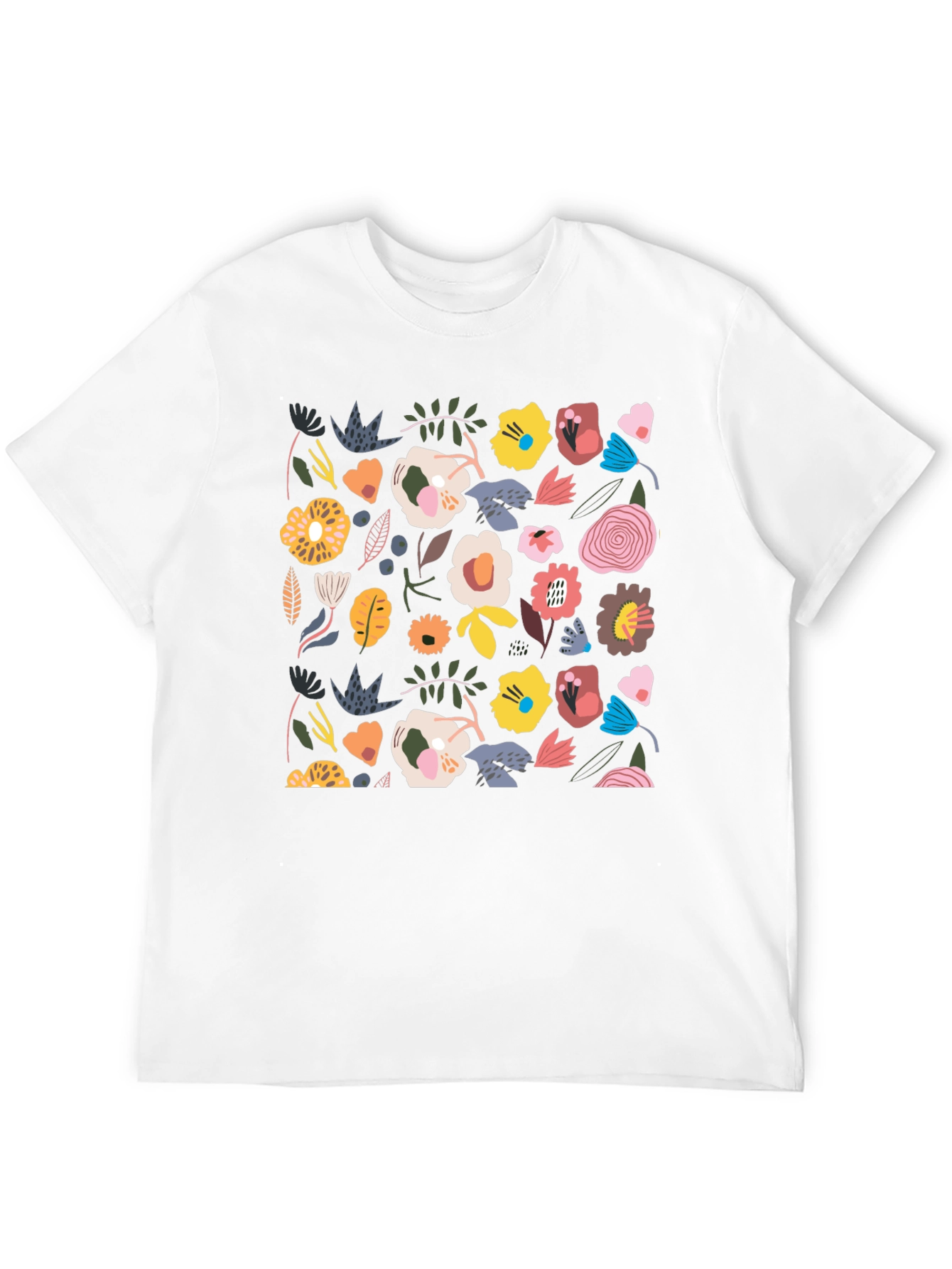 Floral Pattern T-Shirt - Stylish Black Tee