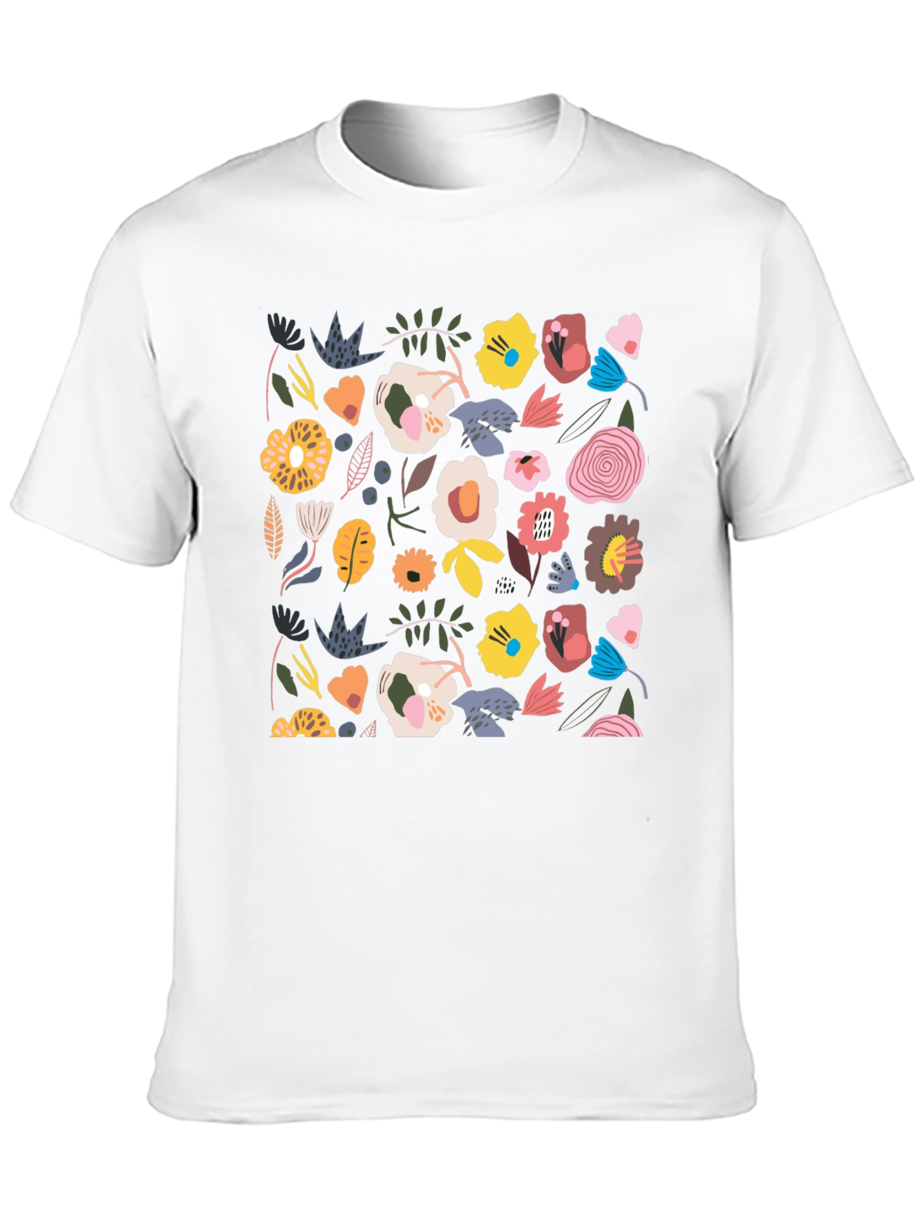 Floral Pattern T-Shirt - Stylish Black Tee