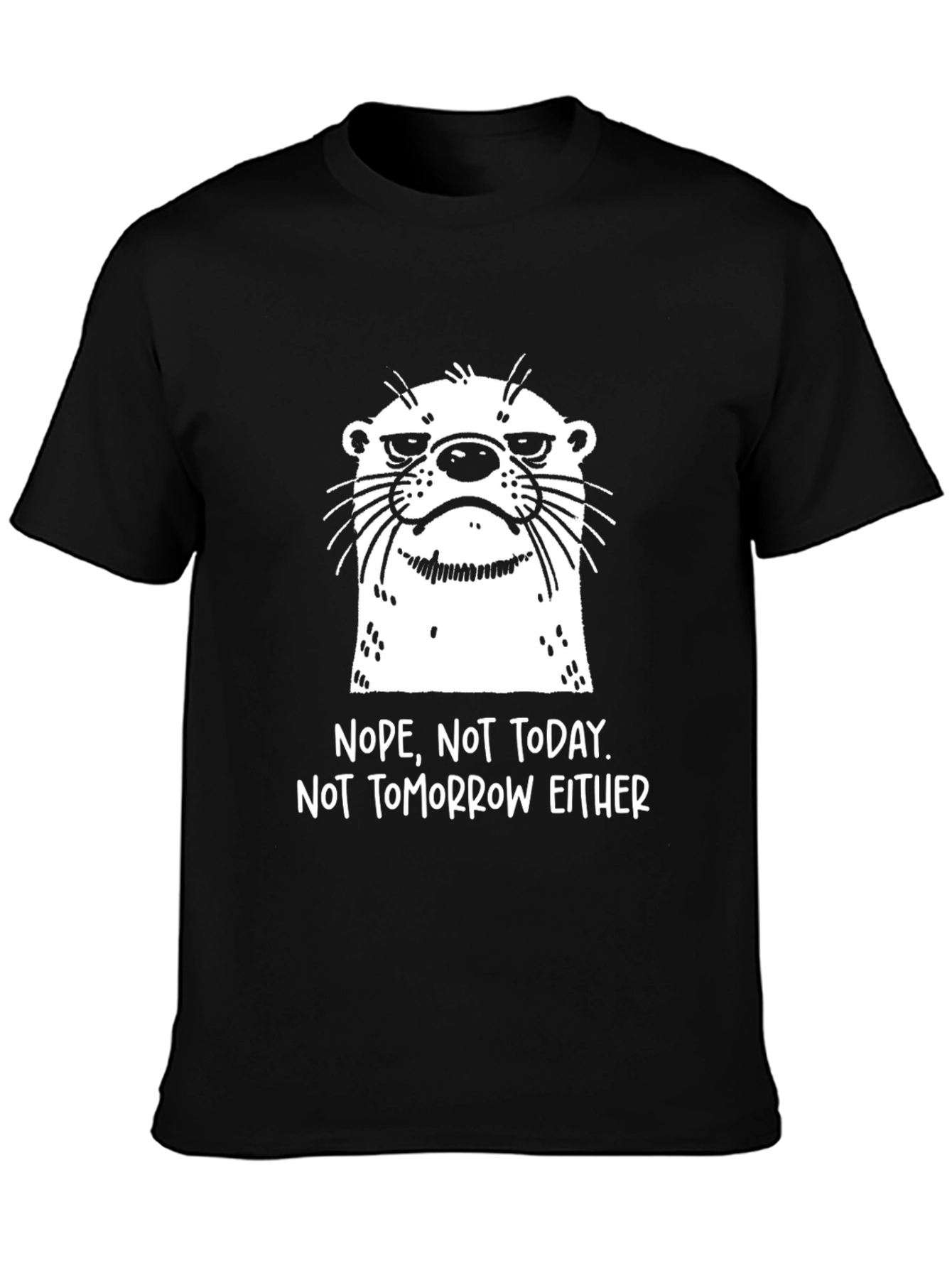 Nope Otter Graphic T-Shirt - Black Cotton Tee
