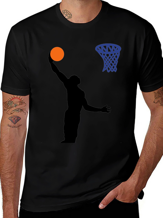 Basketball Silhouette Graphic Print Tee - Black
