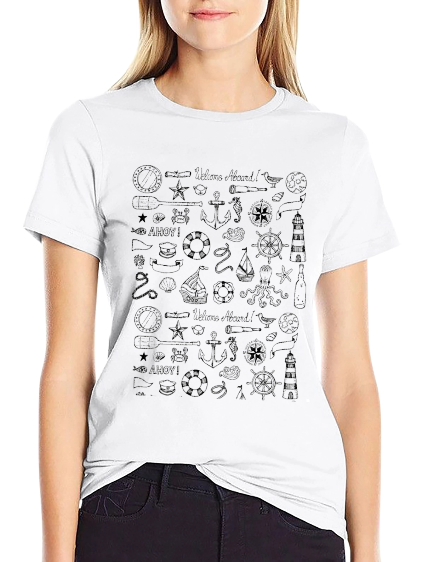 Nautical Patterned Graphic T-Shirt