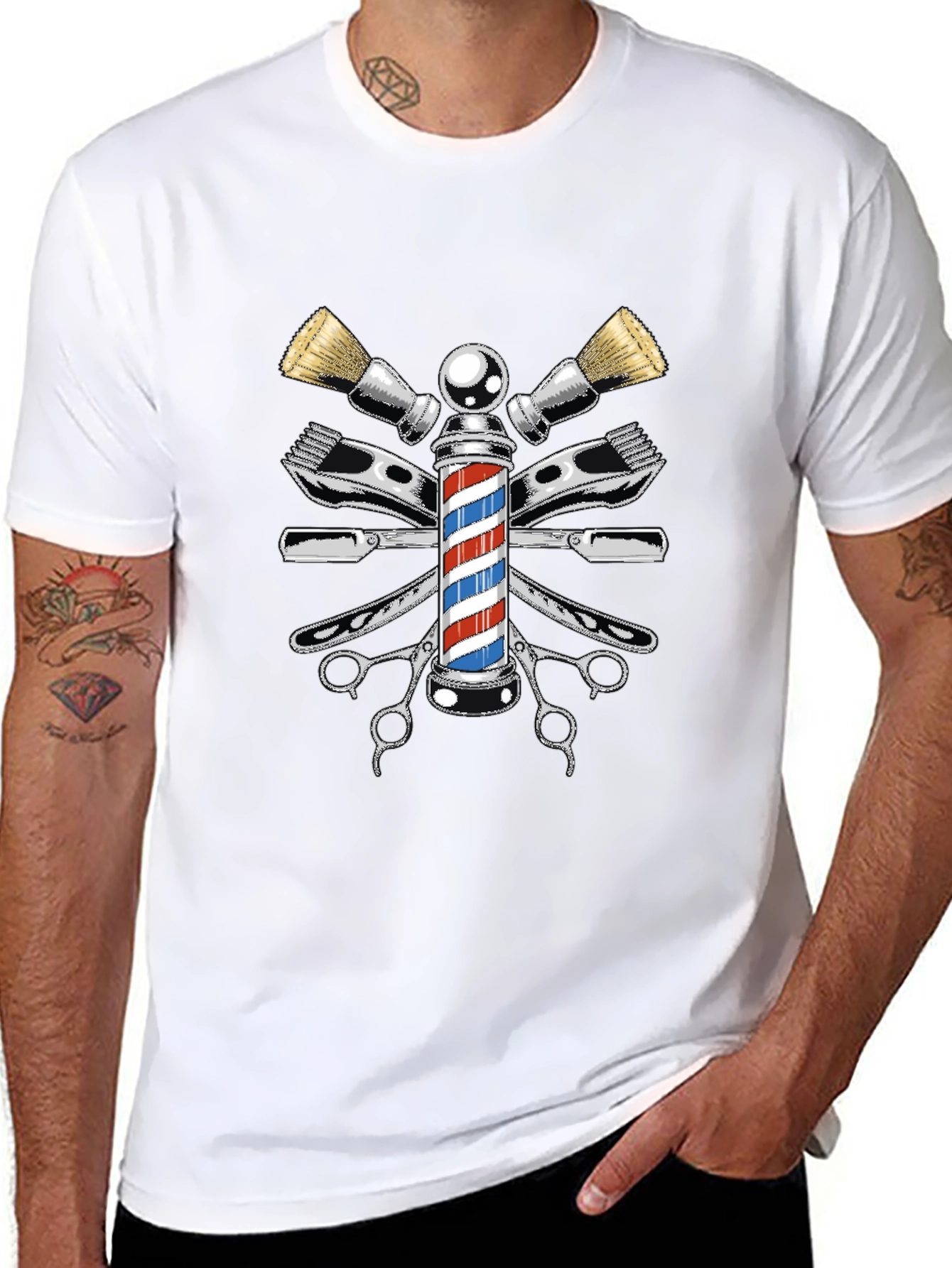 Barber Pole Graphic Tee - Classic Barber Design
