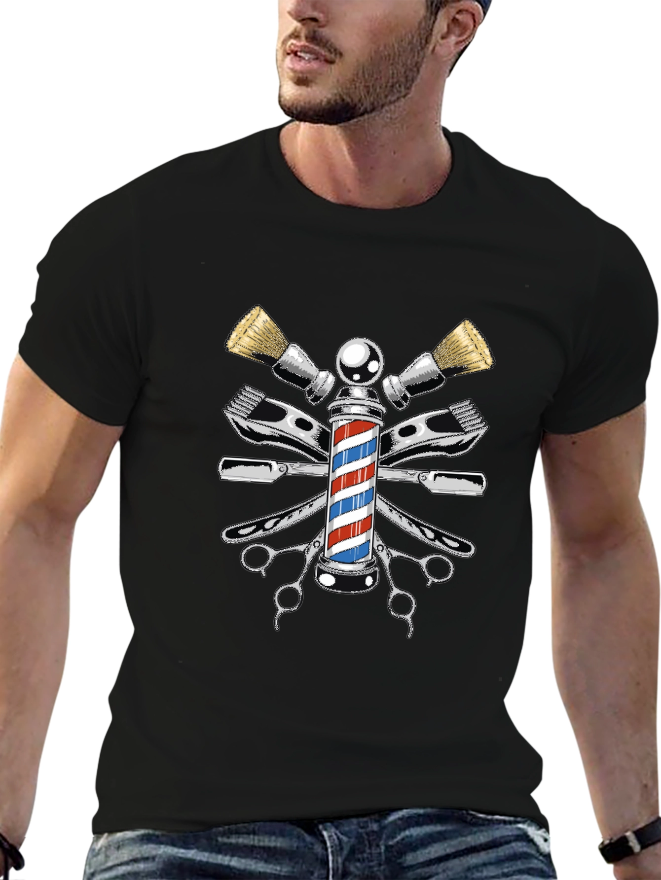 Barber Pole Graphic Tee - Classic Barber Design