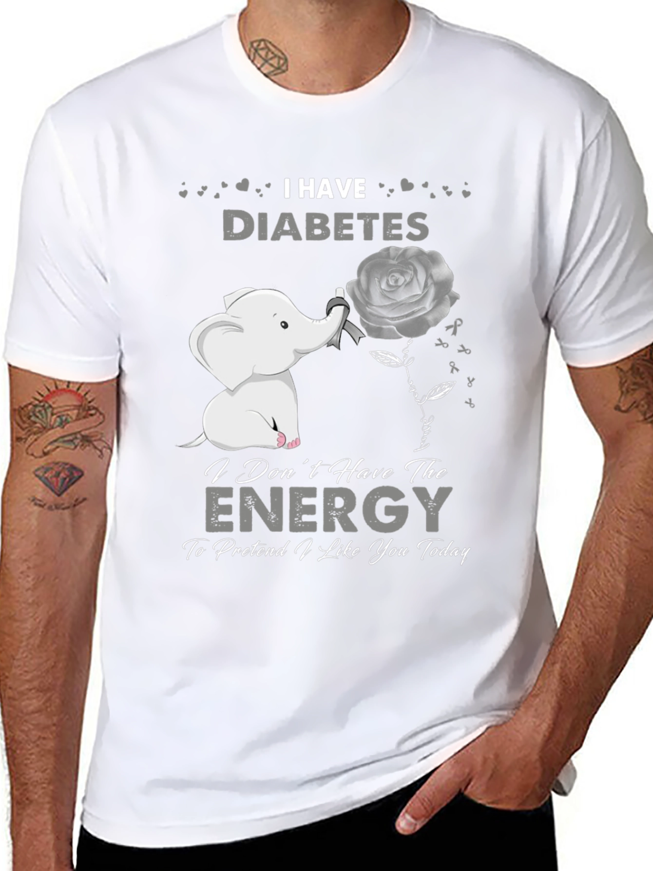 I Have Diabetes T-Shirt - Elephant Rose Graphic Tee