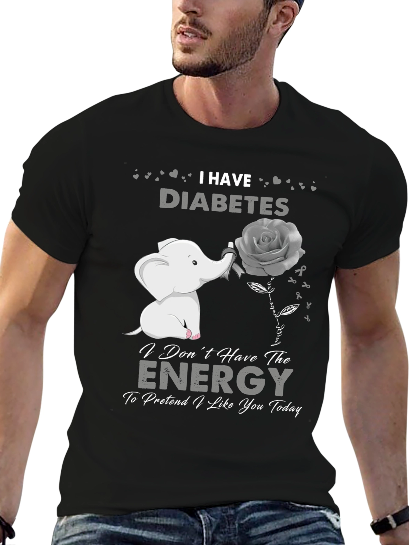 I Have Diabetes T-Shirt - Elephant Rose Graphic Tee