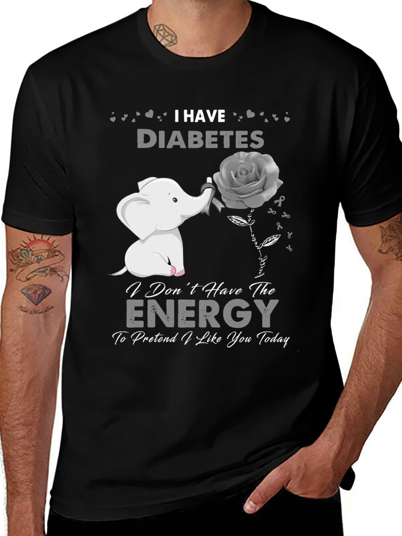 I Have Diabetes T-Shirt - Elephant Rose Graphic Tee