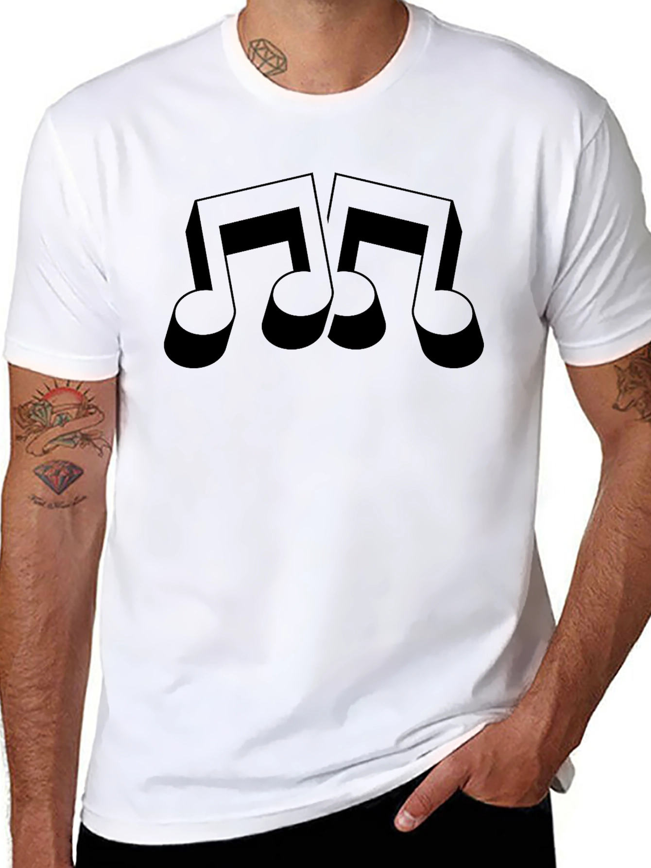 Musical Note Graphic Tee - Black