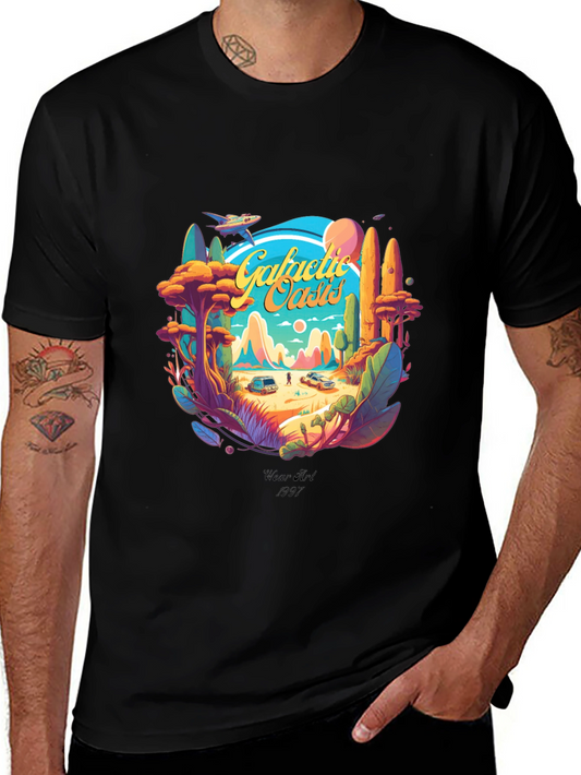 Galactic Oasis Graphic Tee - Retro Wear Art 1997 Design