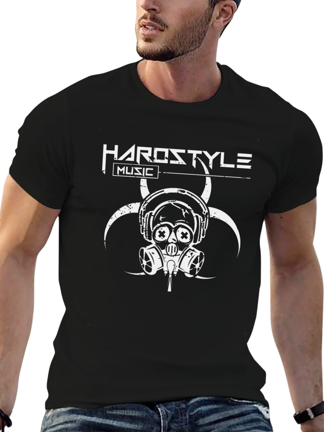 Hardstyle Music Black T-Shirt - Biohazard Gas Mask Design