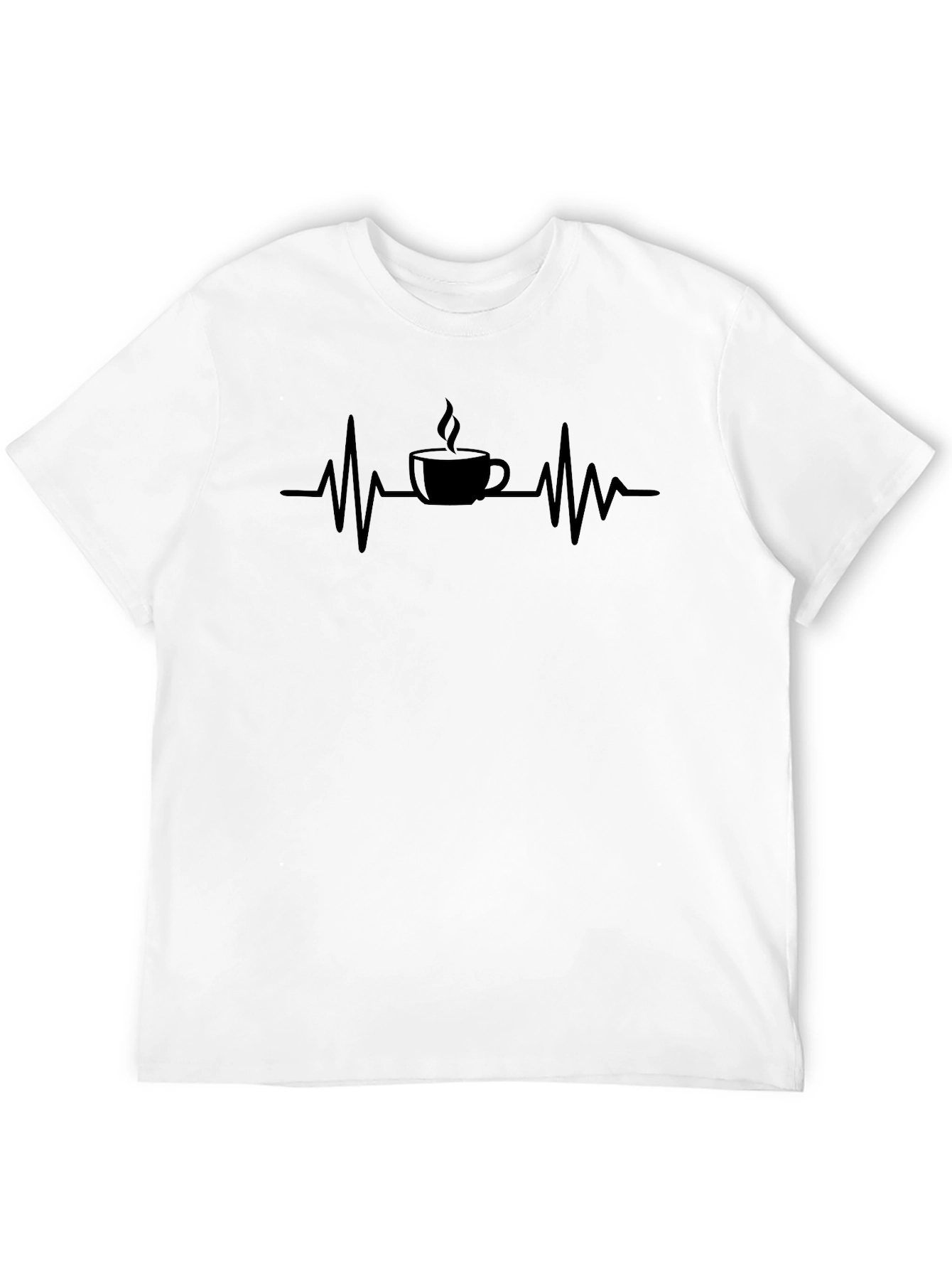 Coffee ECG Black T-Shirt - Caffeine Heartbeat Tee