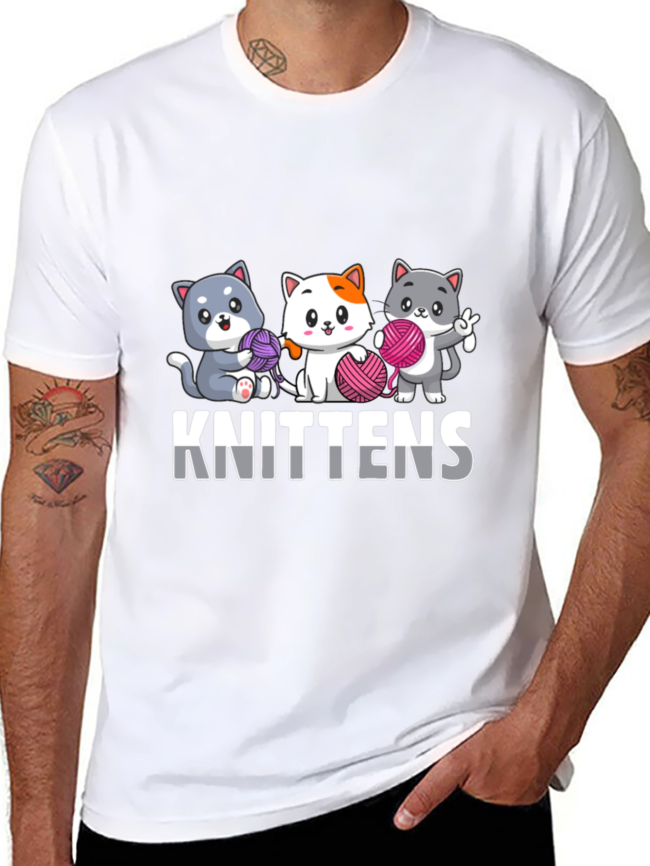 Knit-tens T-Shirt Cat Knitting Tee