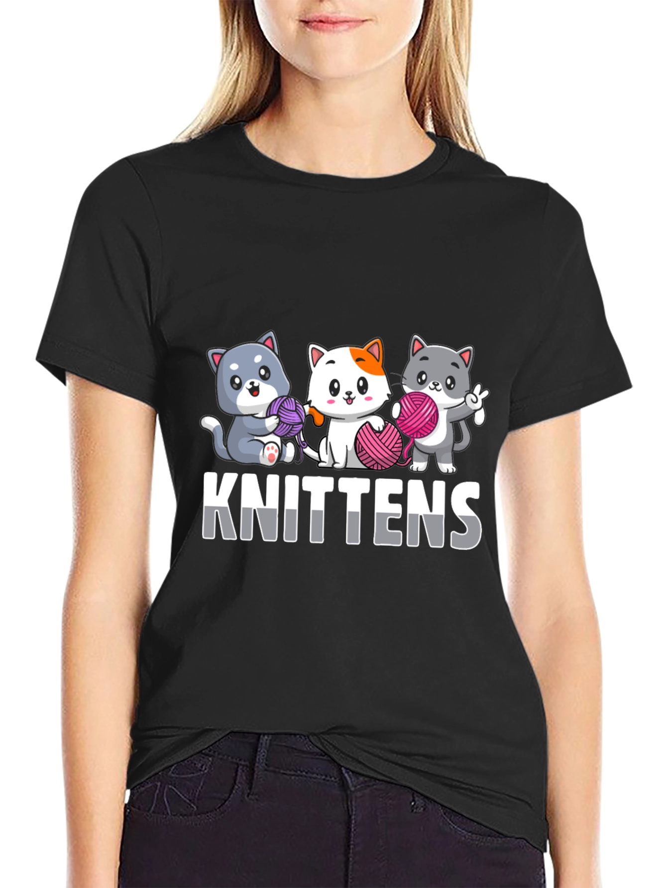 Knit-tens T-Shirt Cat Knitting Tee
