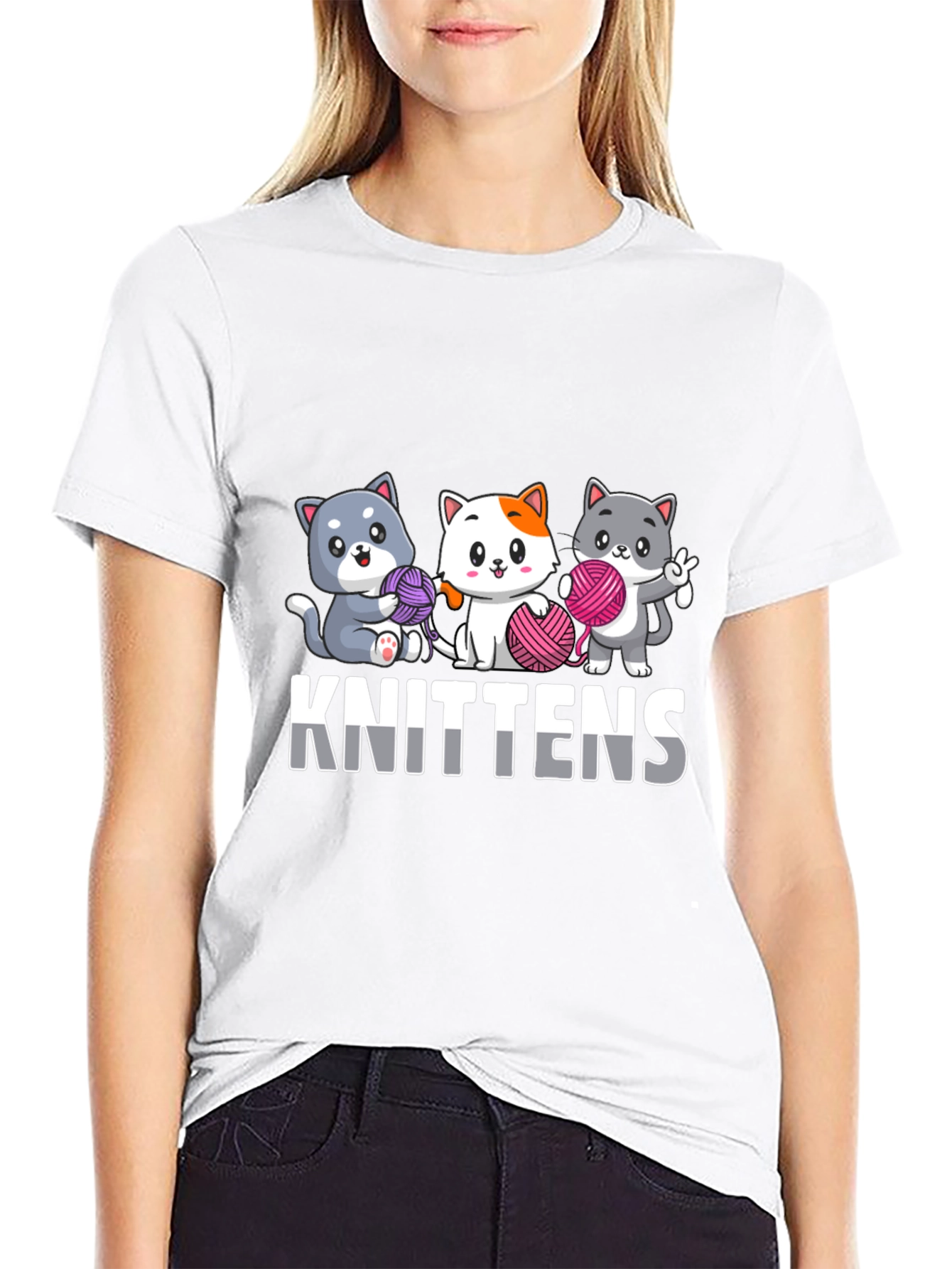 Knit-tens T-Shirt Cat Knitting Tee