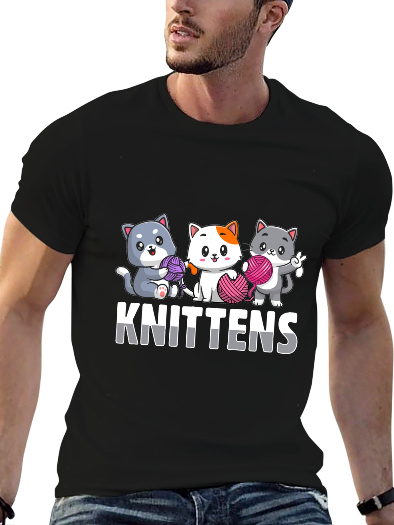 Knit-tens T-Shirt Cat Knitting Tee
