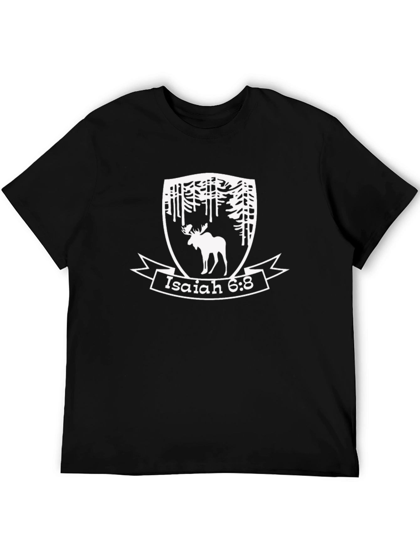 Isaiah 6:8 Moose T-Shirt - Forest Design