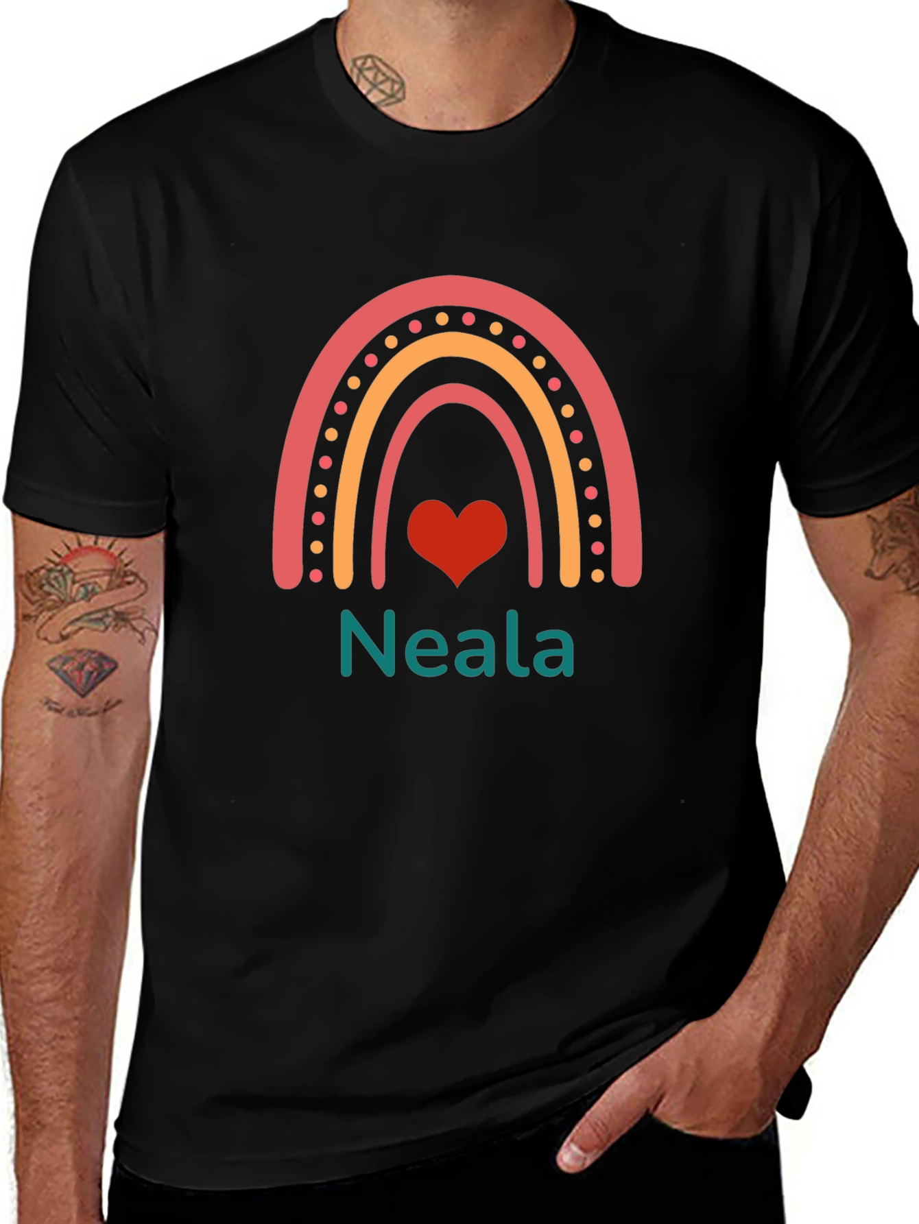 Neala Rainbow Heart Personalized T-Shirt