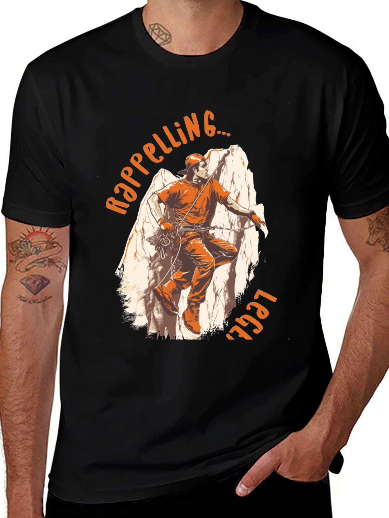 Rappelling Legend Graphic Tee - Rock Climbing T-Shirt
