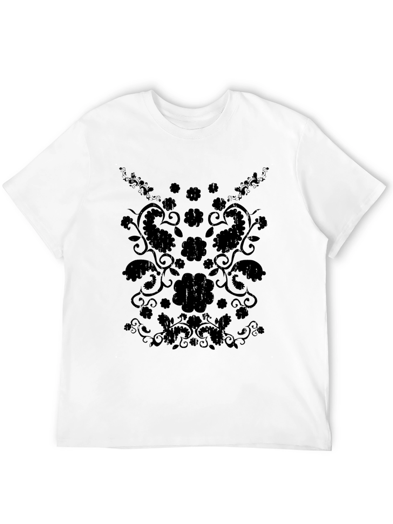 Stylish Black Floral Paisley Graphic Tee