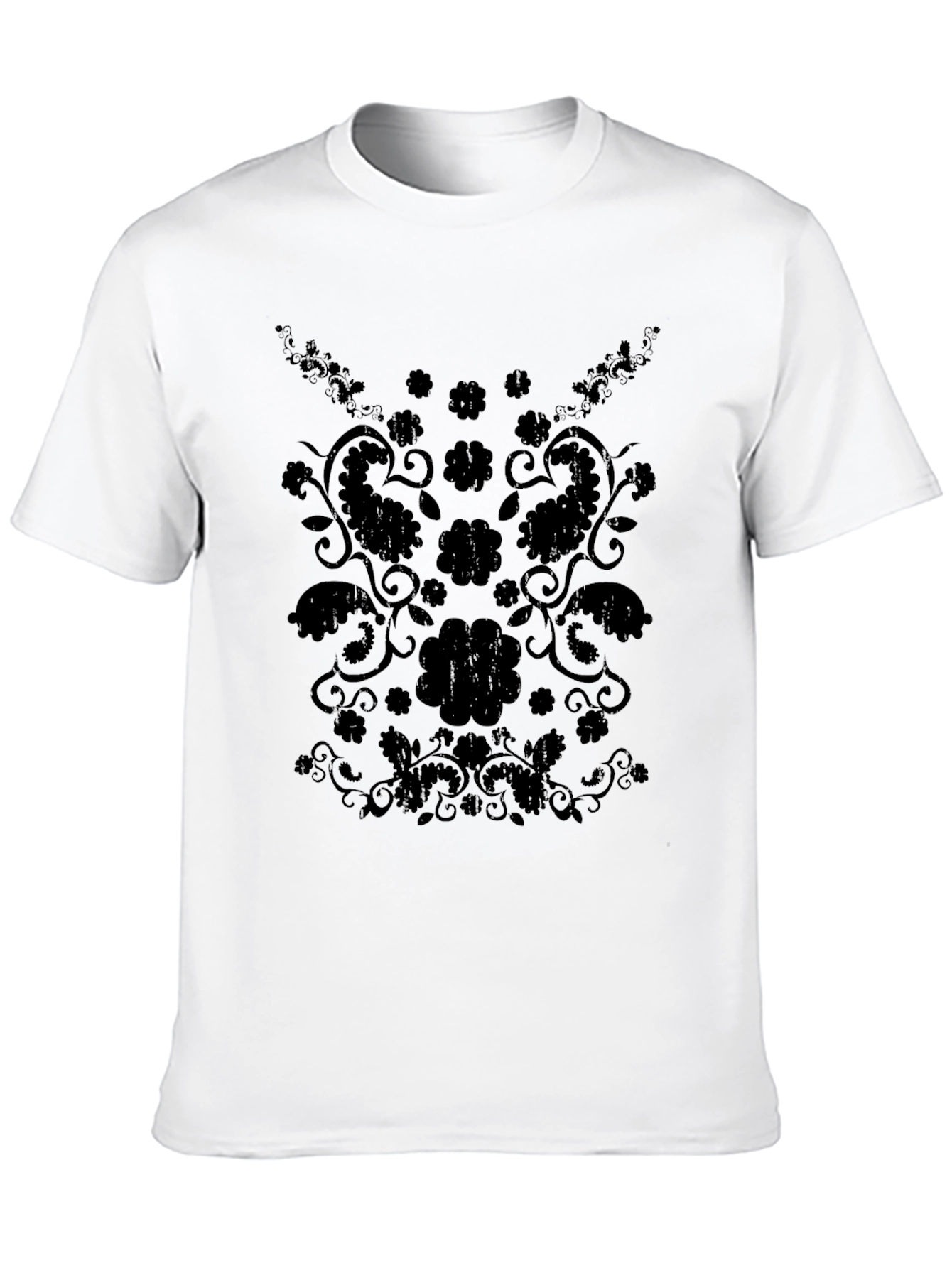 Stylish Black Floral Paisley Graphic Tee