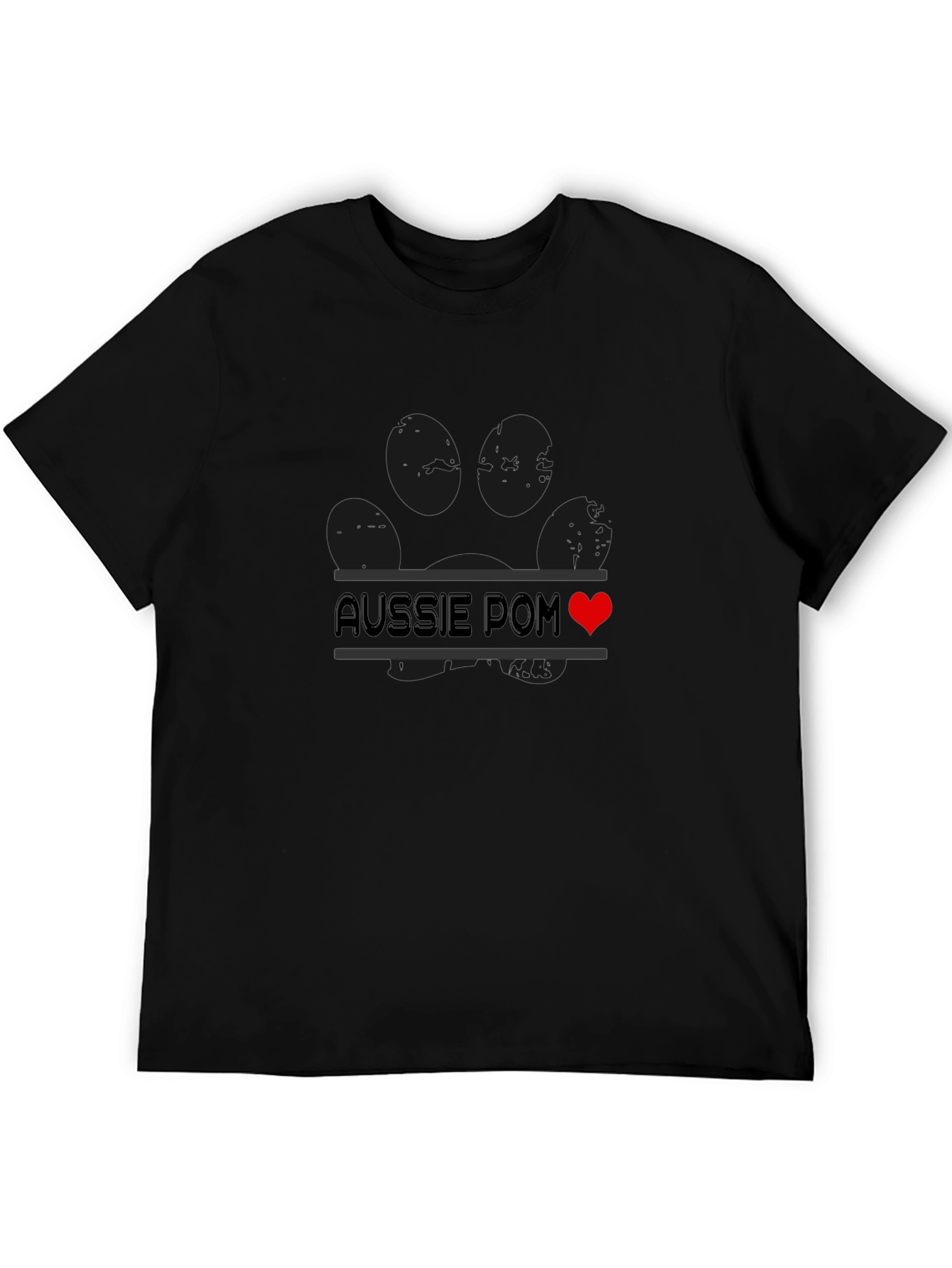 Aussie Pom T-Shirt with Paw Print and Heart