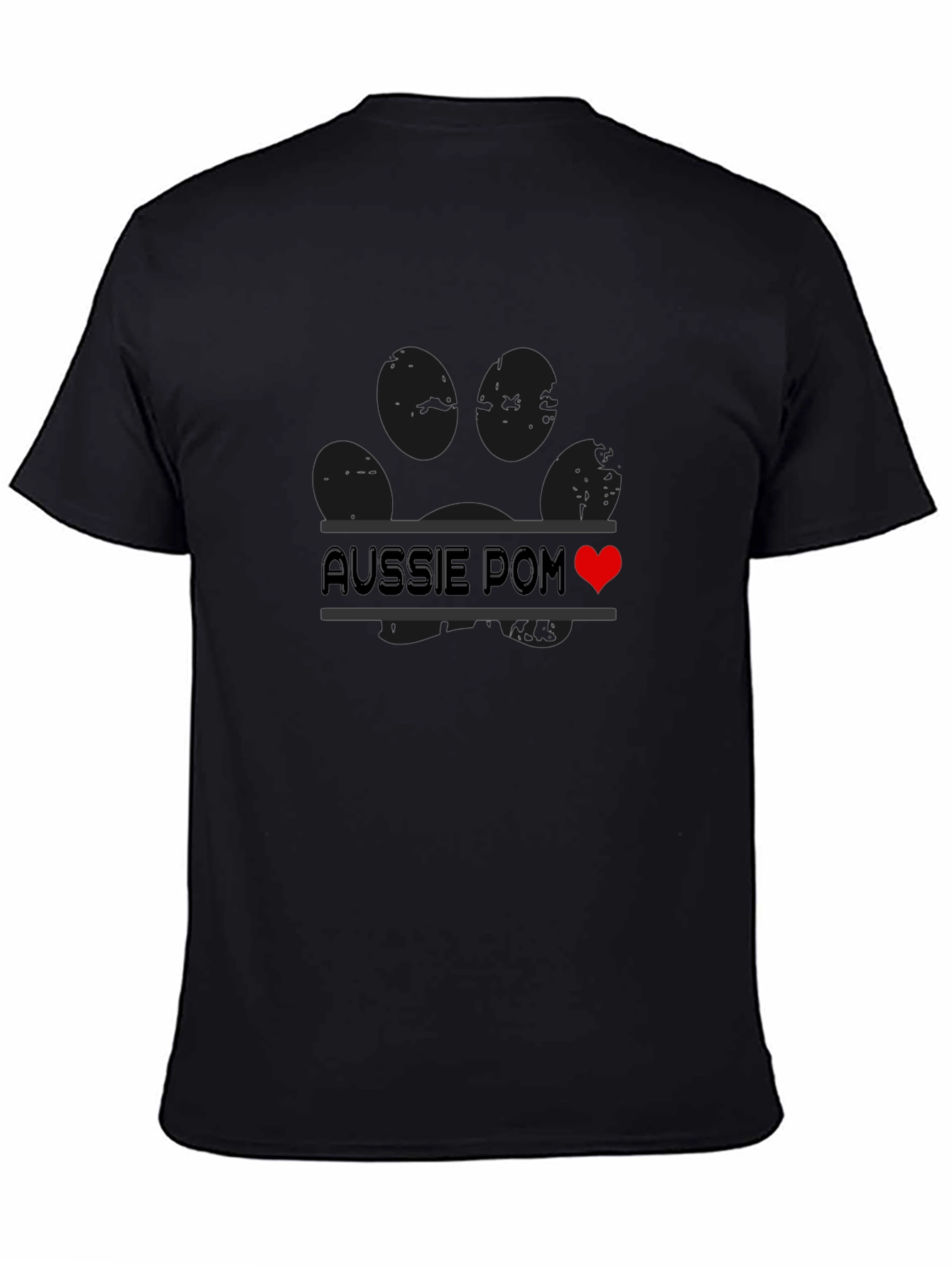 Aussie Pom T-Shirt with Paw Print and Heart