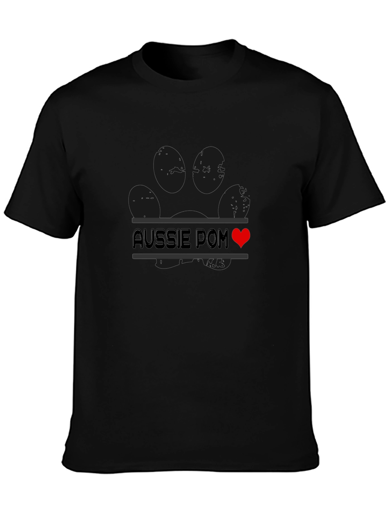 Aussie Pom T-Shirt with Paw Print and Heart