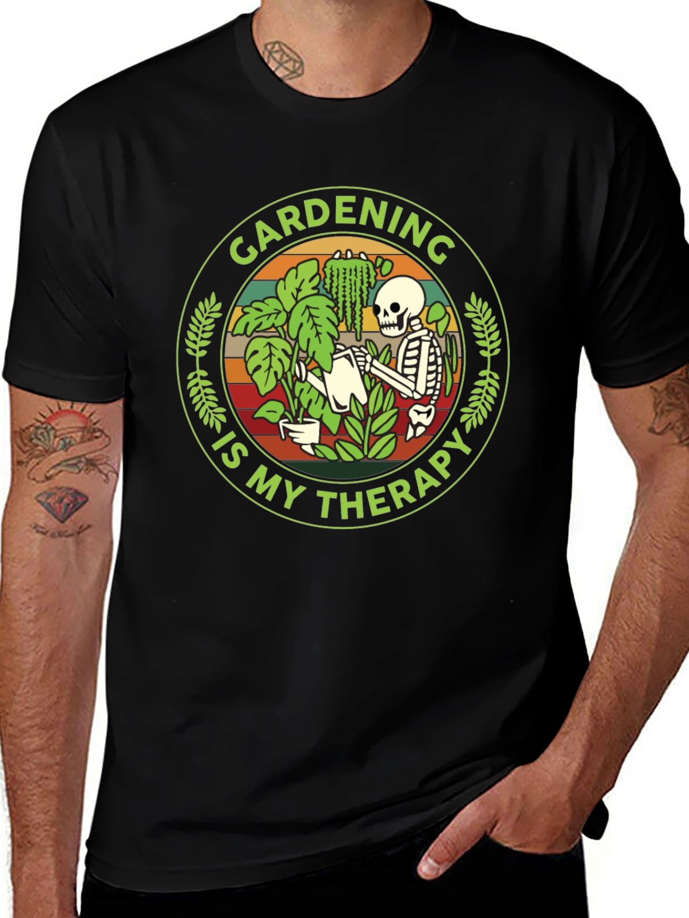 Gardening Is My Therapy Skeleton T-Shirt