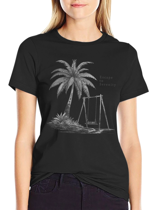 Palm Tree & Swing Graphic Tee - Casual Comfort