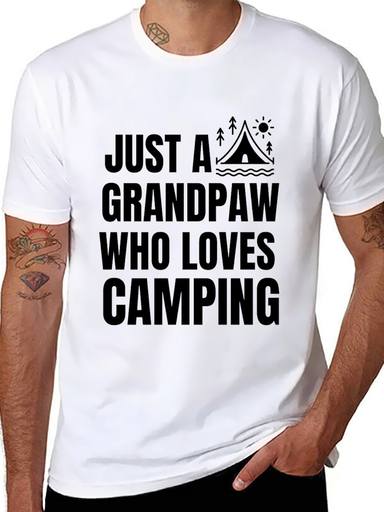 Grandpaw Loves Camping Graphic Tee - Black Cotton Shirt