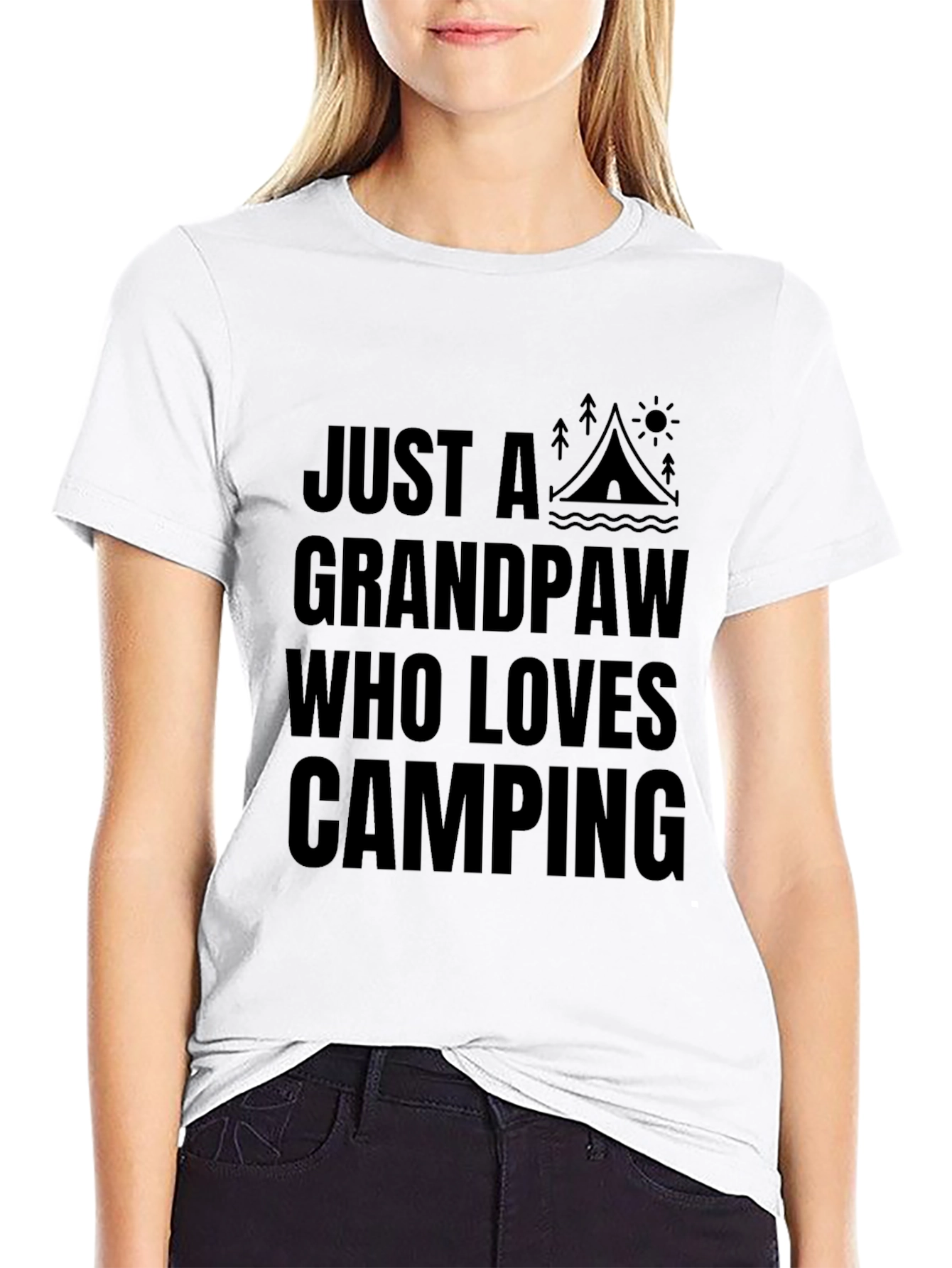 Grandpaw Loves Camping Graphic Tee - Black Cotton Shirt