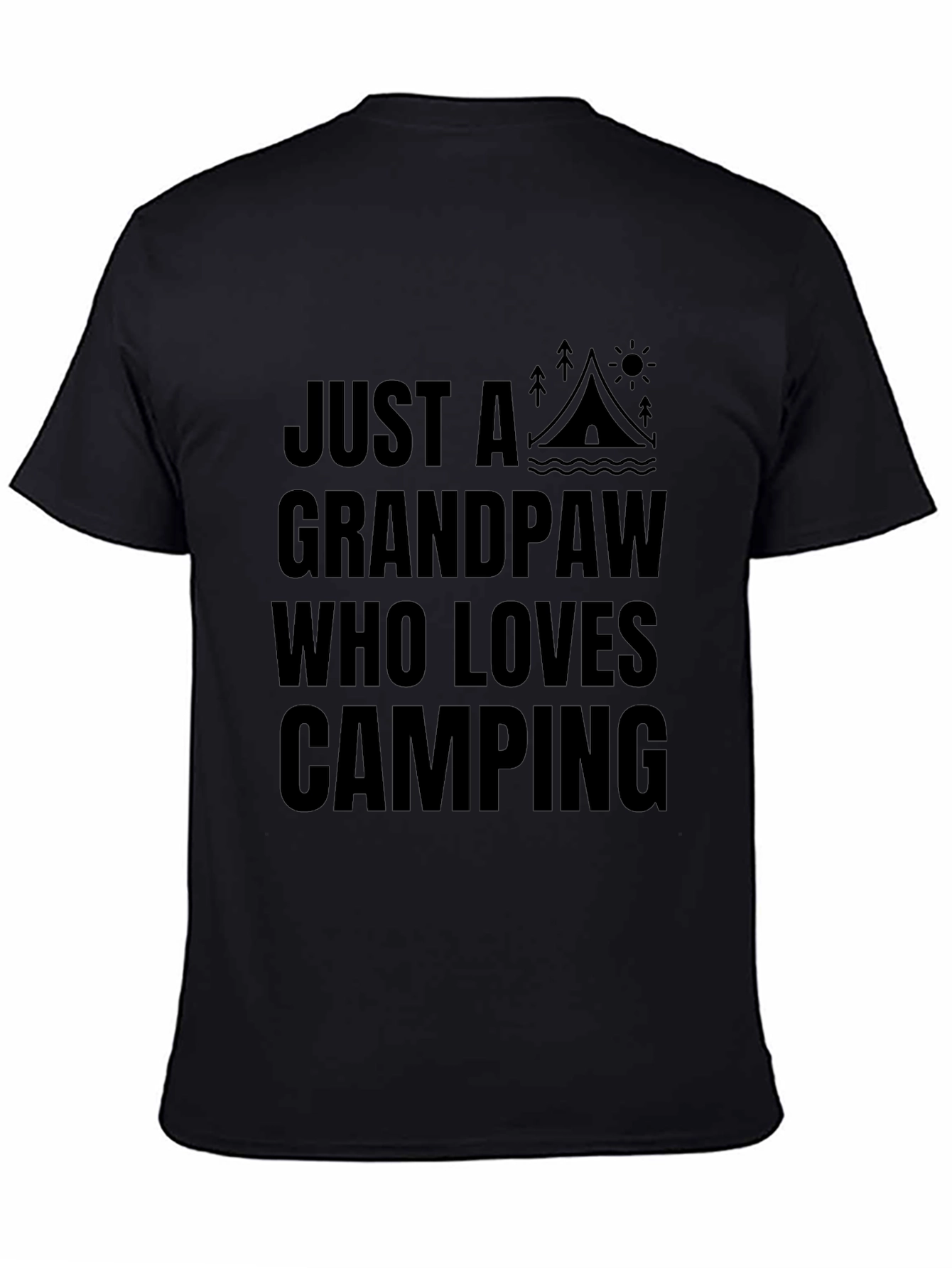 Grandpaw Loves Camping Graphic Tee - Black Cotton Shirt