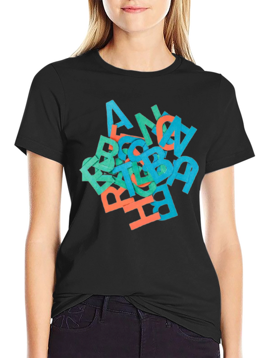 Abstract Letter Graphic Black T-Shirt