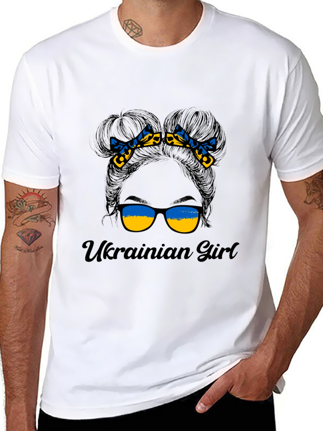 Ukrainian Girl Messy Bun T-Shirt