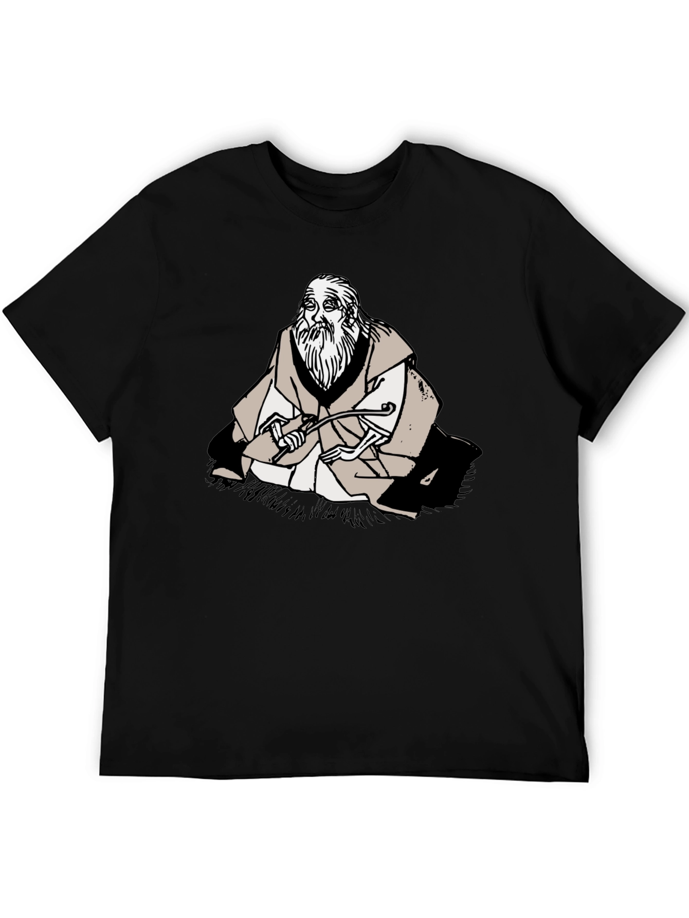 Wise Old Man Graphic Tee - Unique Black T-Shirt