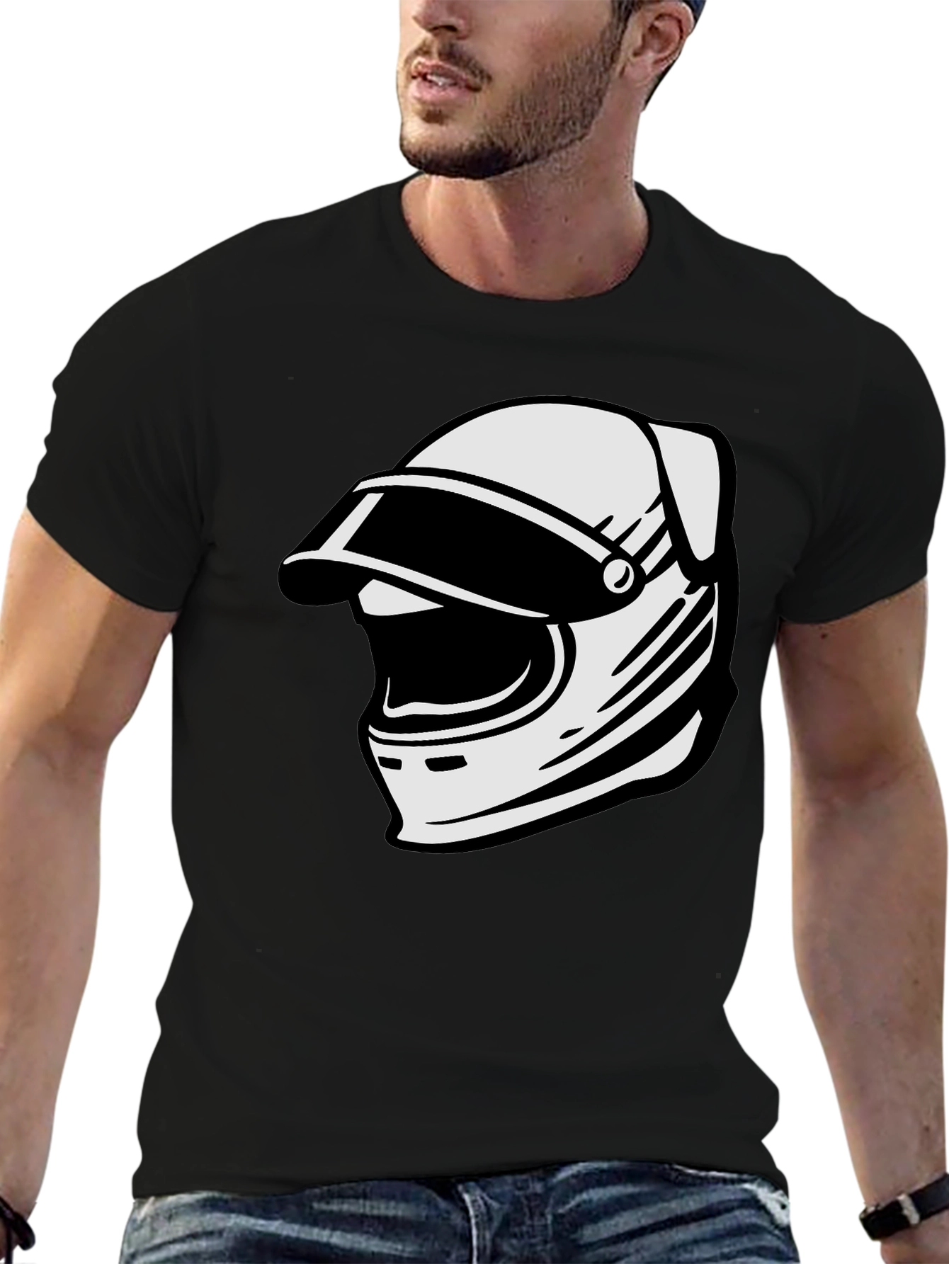 Retro Helmet Graphic Tee - Classic Black